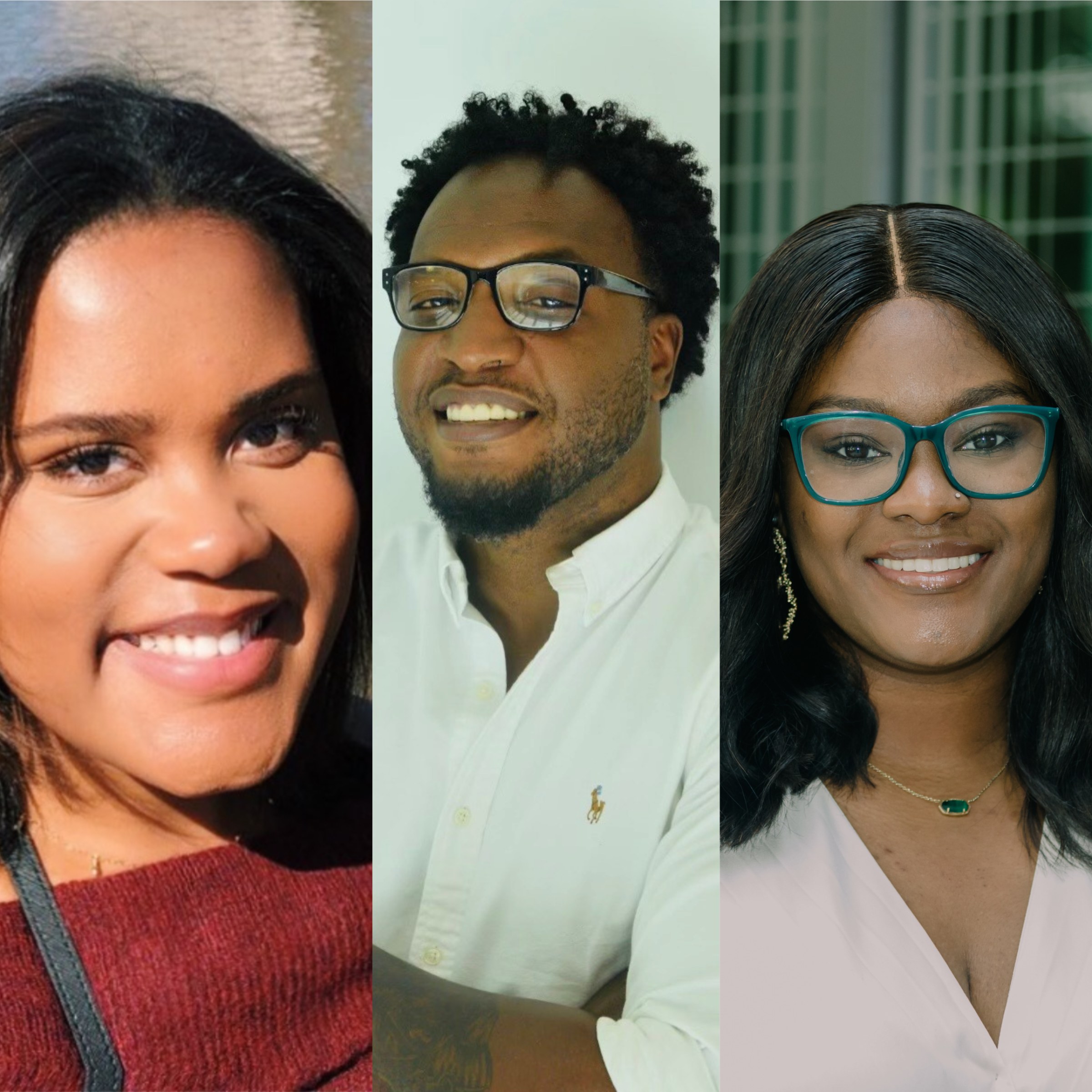 Composite of three headshots of Boudreaux Scholars Jessica Triche, Joshua McGrew, and Jade Johnson.