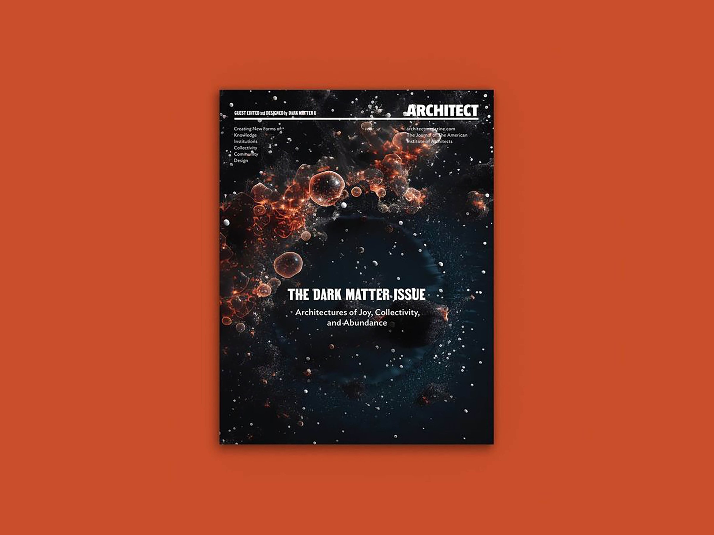 Cover of Dark Matter Issue of Architect Magazine on red background