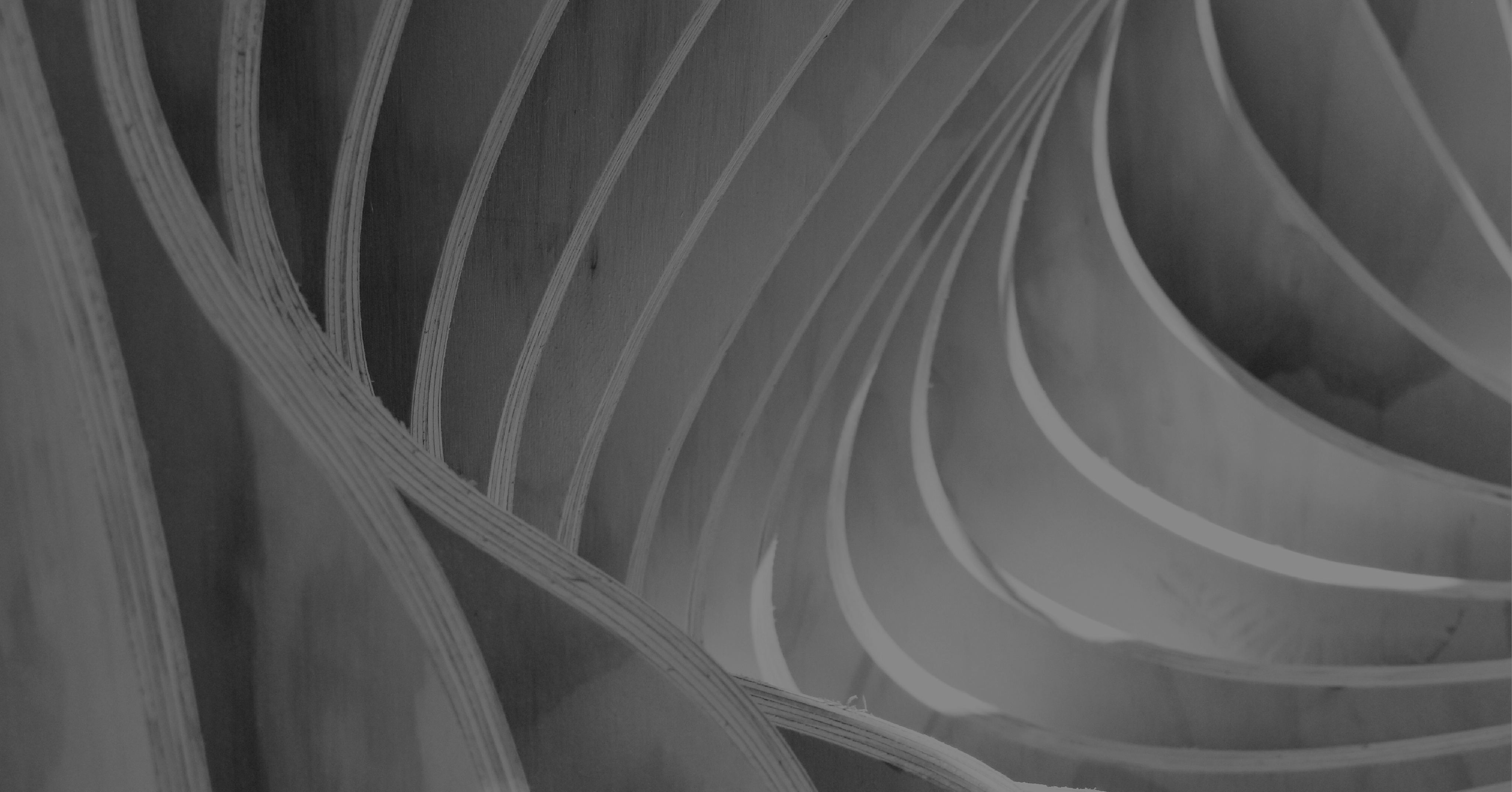 Photo of panels of wood cut into curved sections and lined up to make a wave-like facade that allows for light to stream through when next to each other.