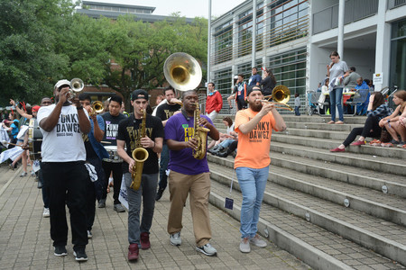 Photo of Brass band playing at Tulane University Campus