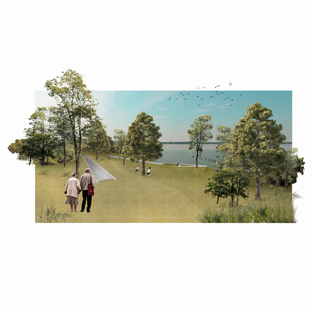 Illustration of model drawing of park project