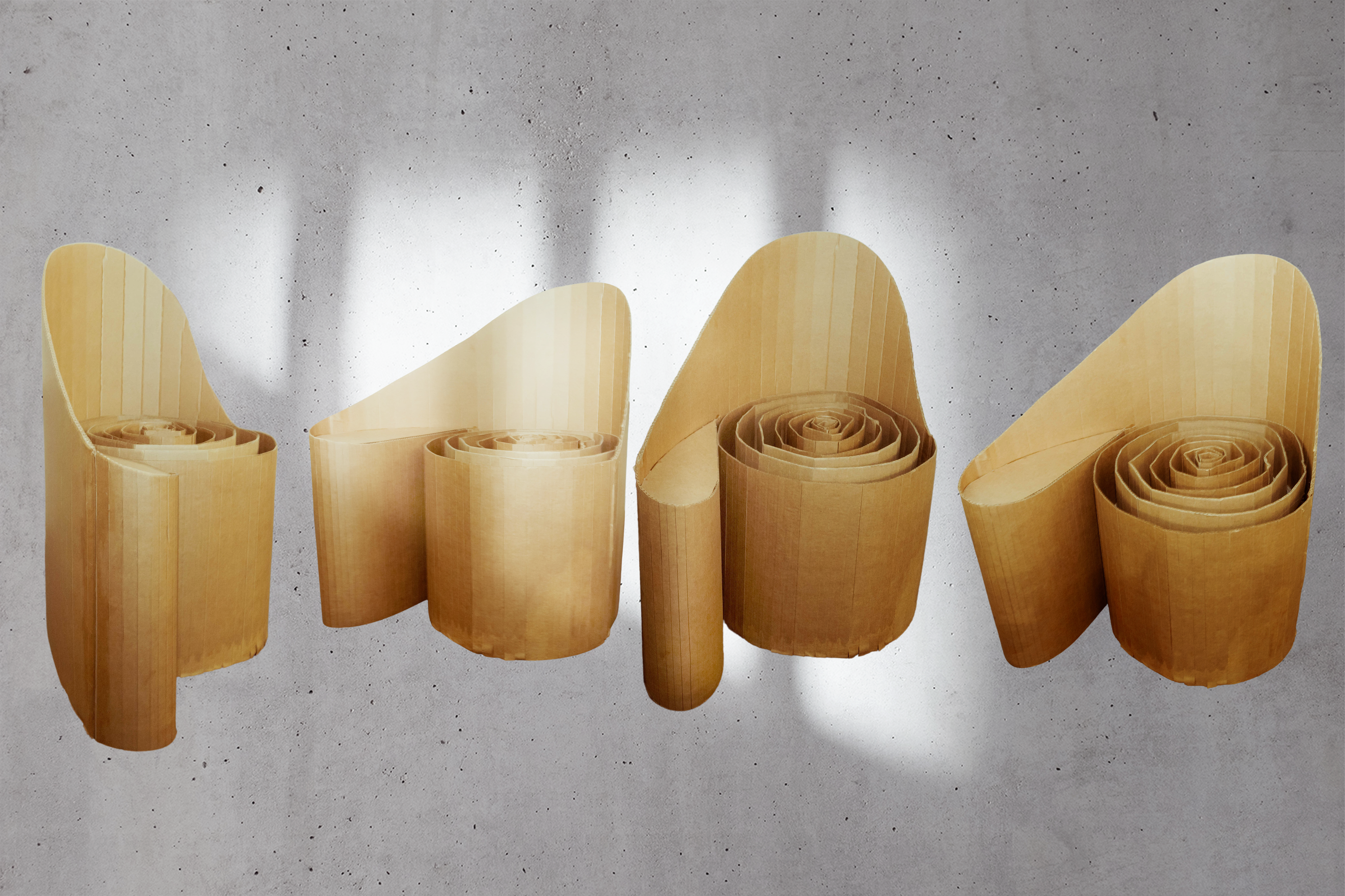 Cardboard chair model views from all sides