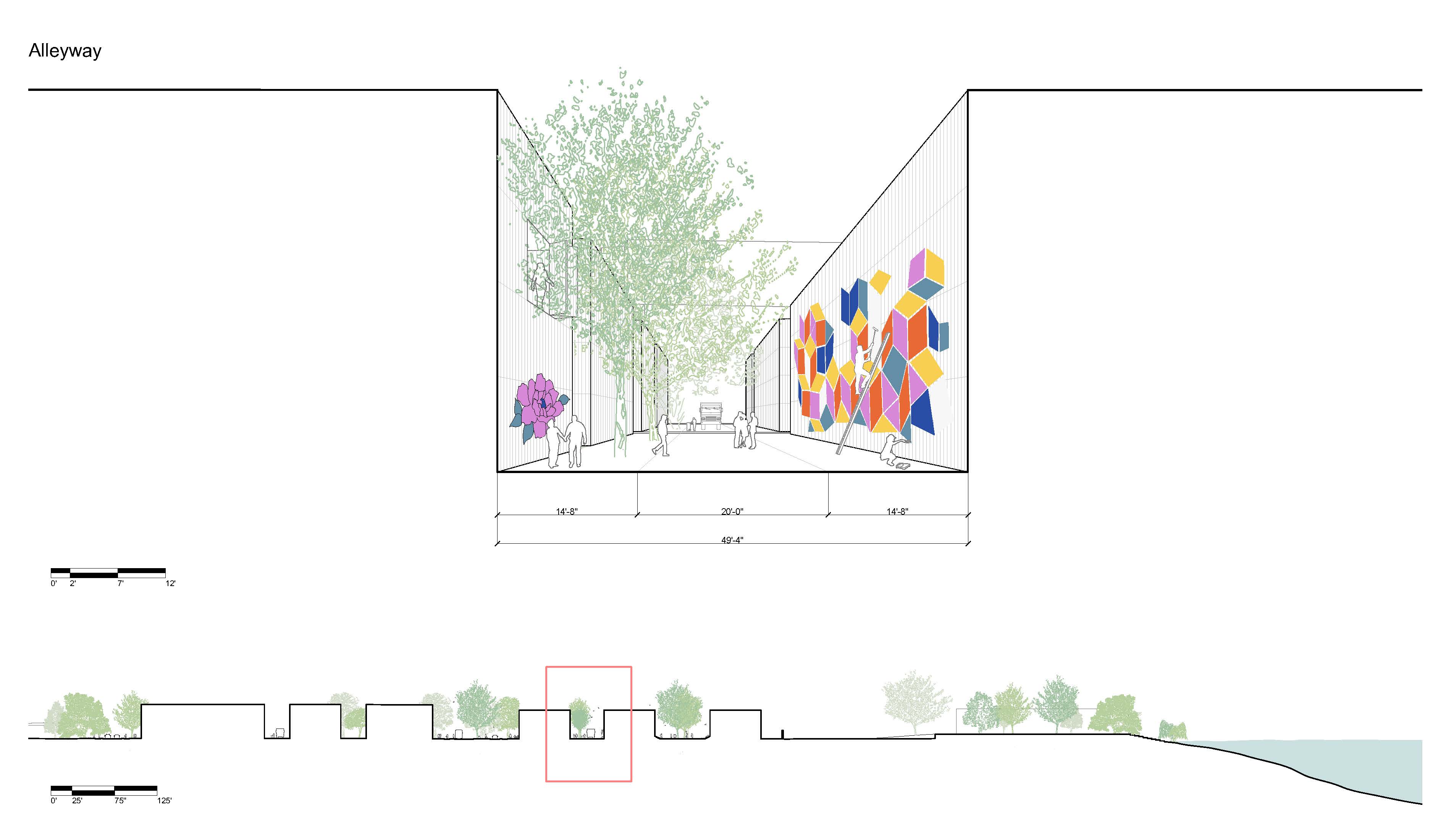 Resilience Center Design outdoor seating Review illustration Fall 3rd Year Studio