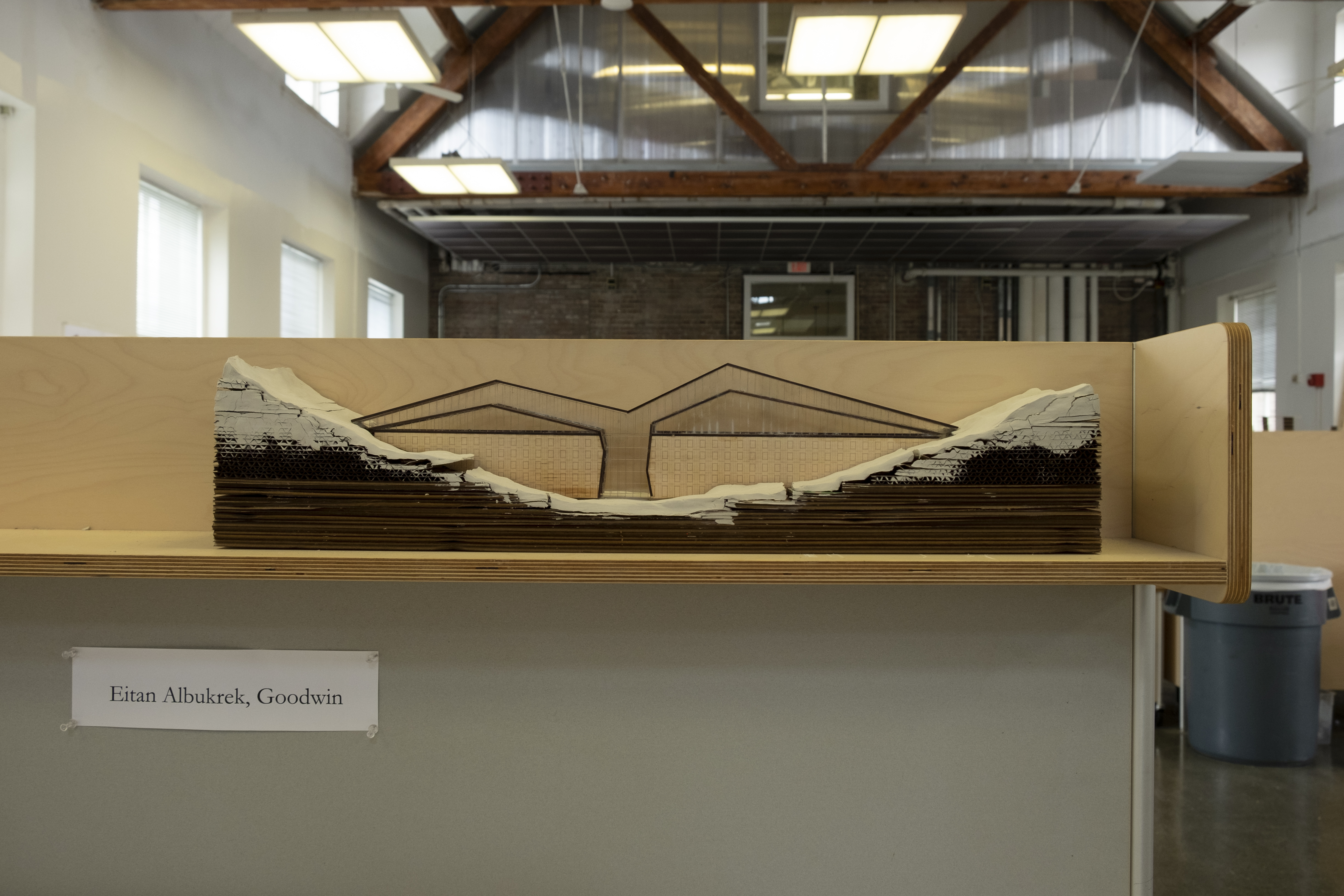 3D model of a bridge structure between two mountains. Second year project