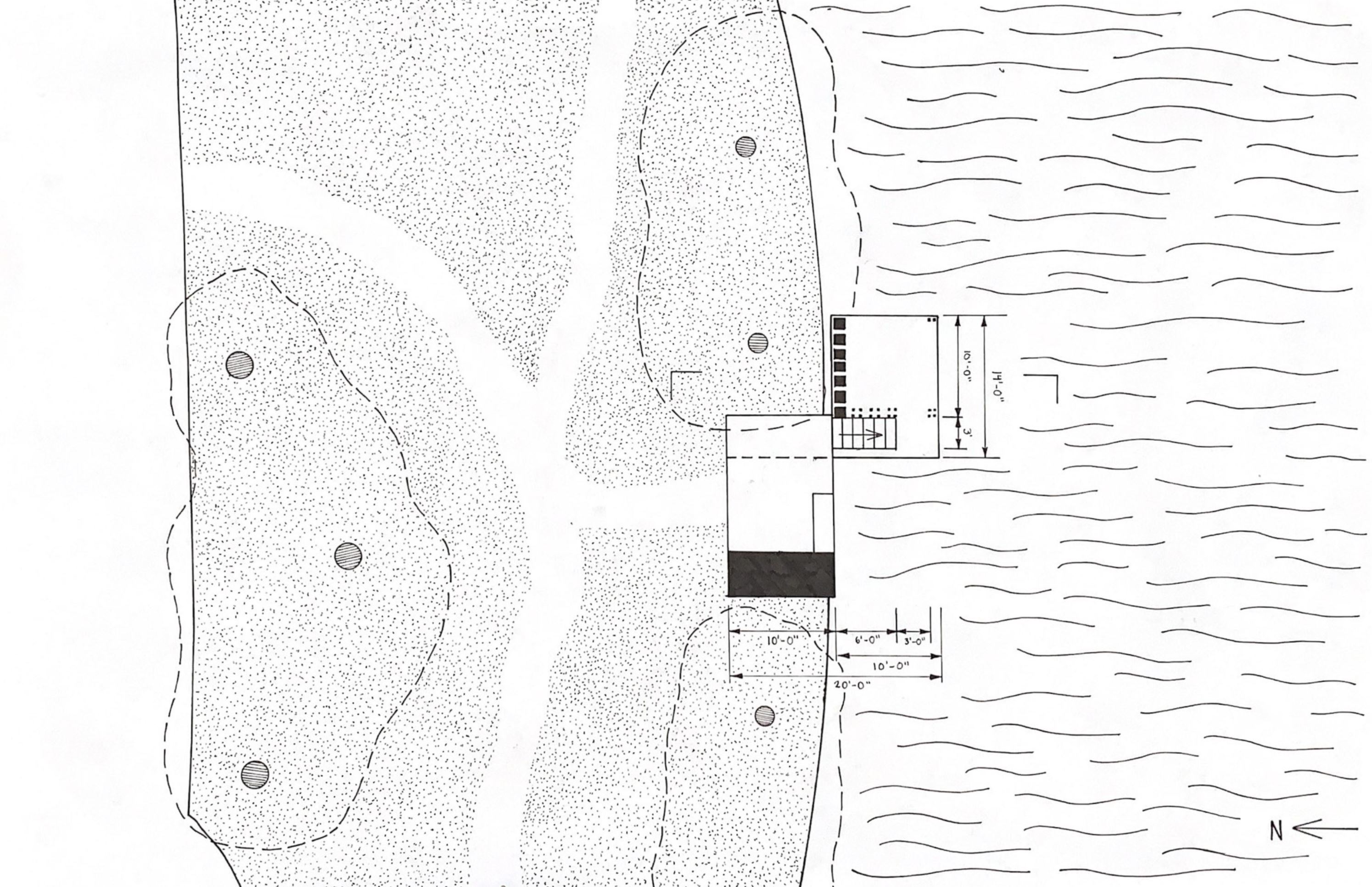 Model Drawing of the Site Shelter Project seating area of aerial view