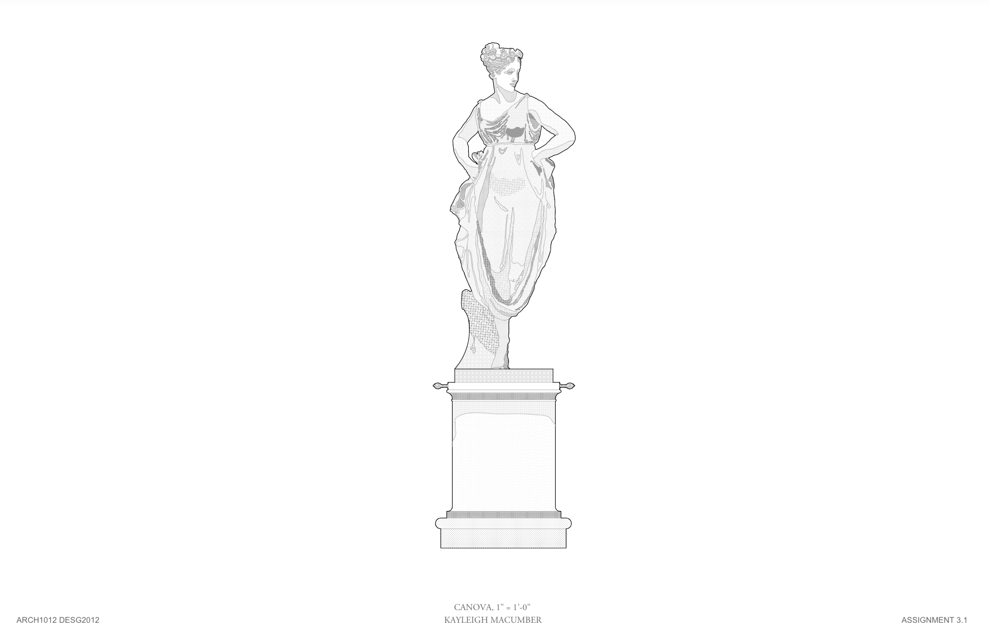 Model photo of statue artifact - student work