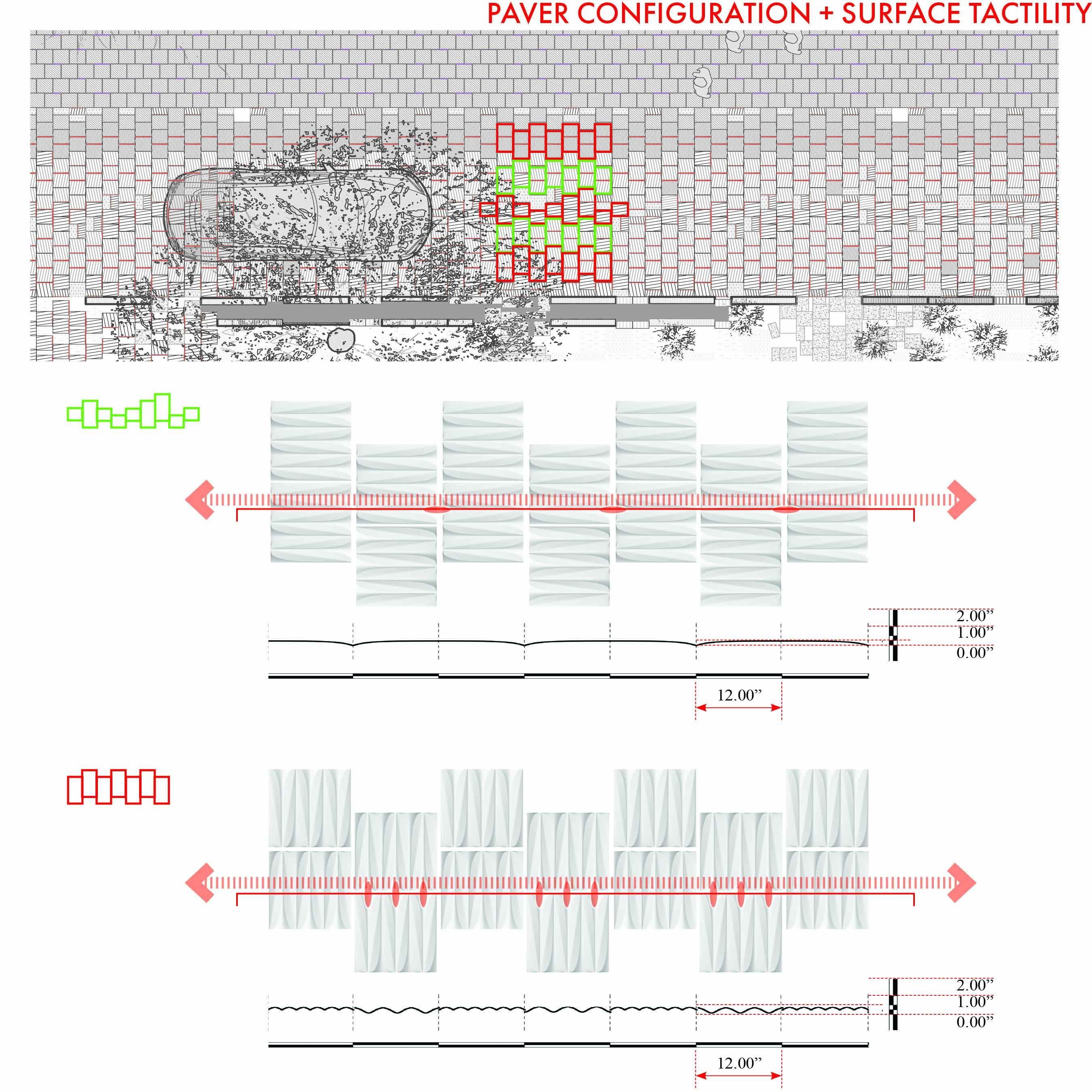 paver configuration and surface tactility 