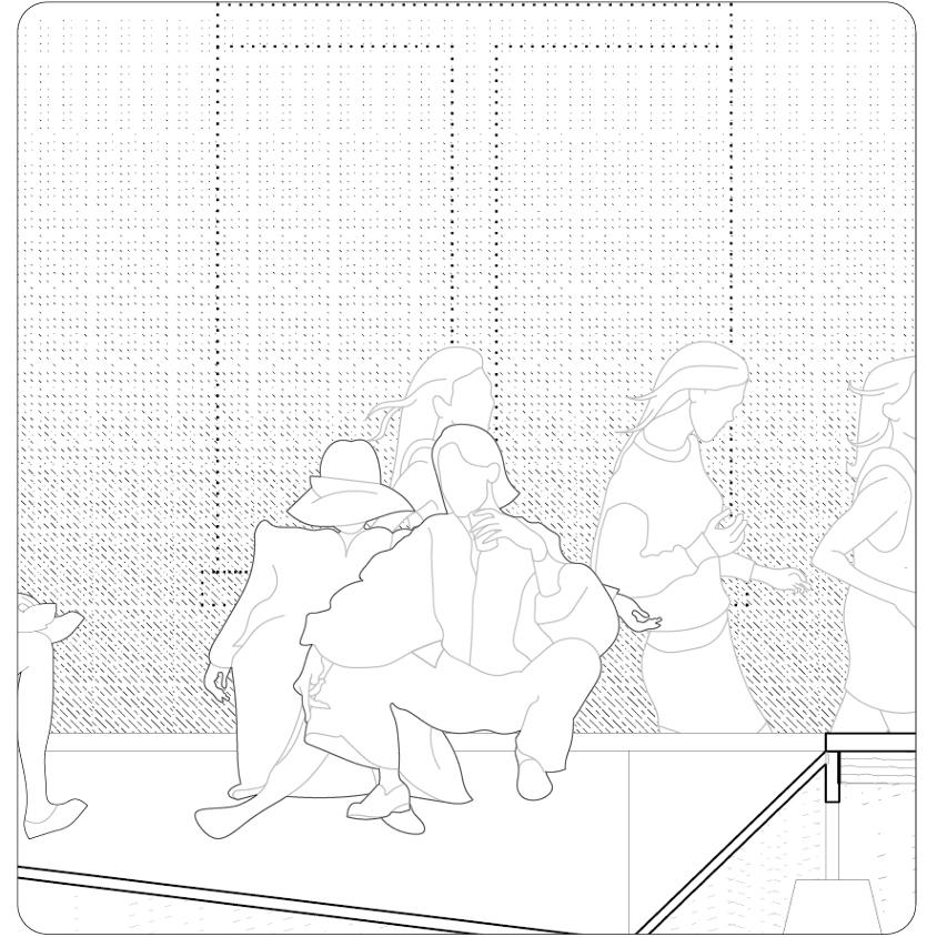 Alex Langley and Sam Spencer's Thesis Project Mirrored Surfaces Section view with people