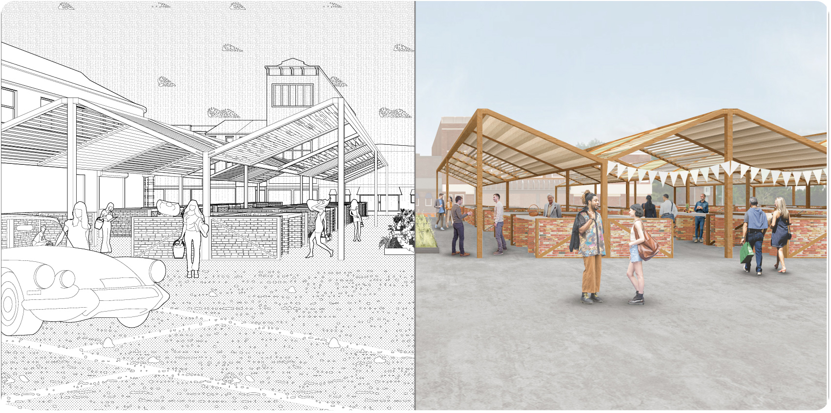 Alex Langley and Sam Spencer's Thesis Project market of Old Town Mall, the site's gateway