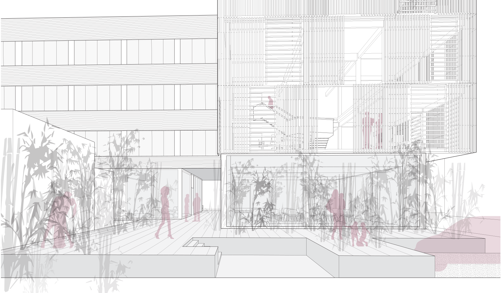 ARCH 3032/ 6032 Spring 2022 Student Work : view of rear plaza