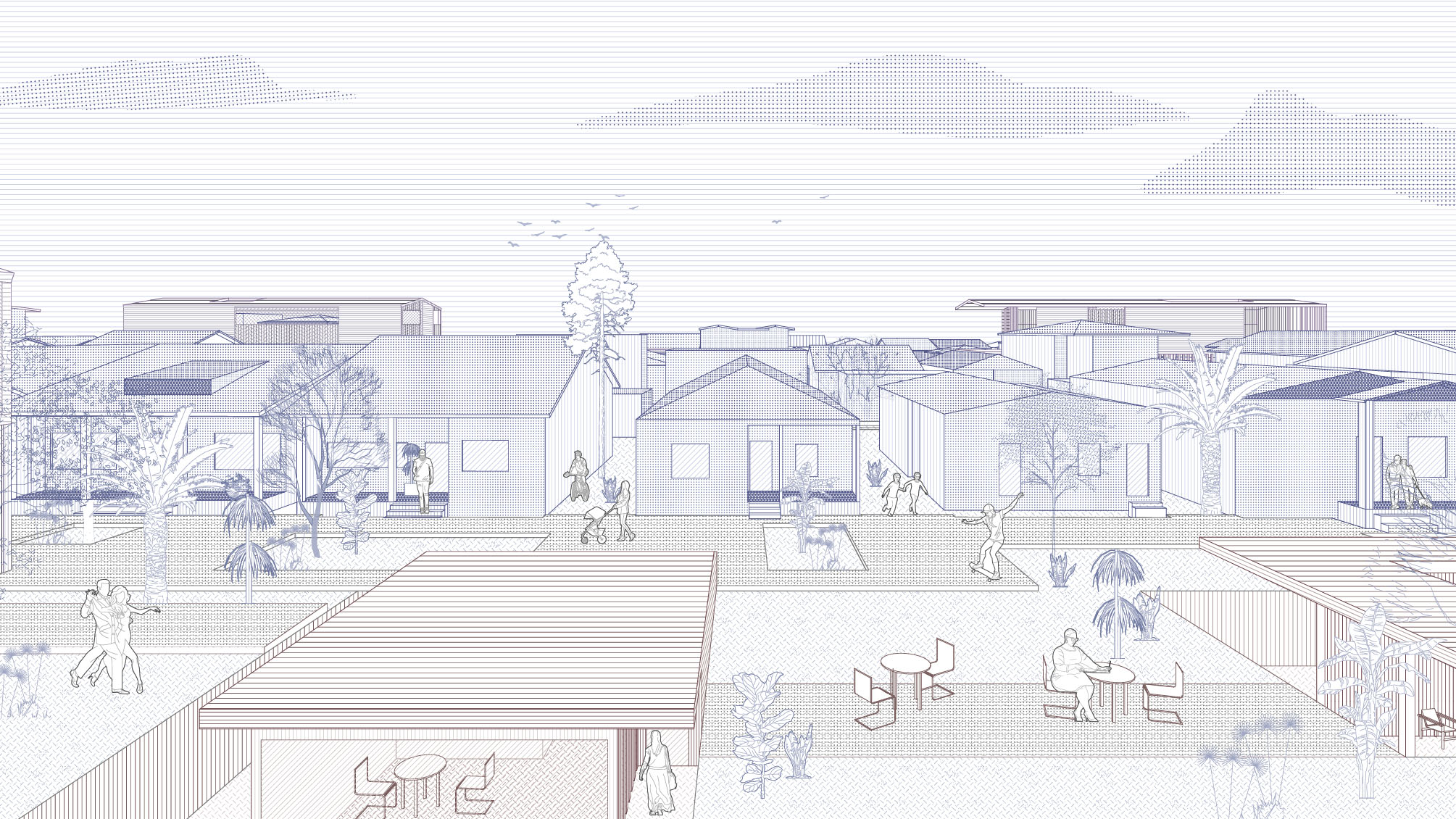 Andreea Dan and Tess Temple's Thesis view from second floor of existing home