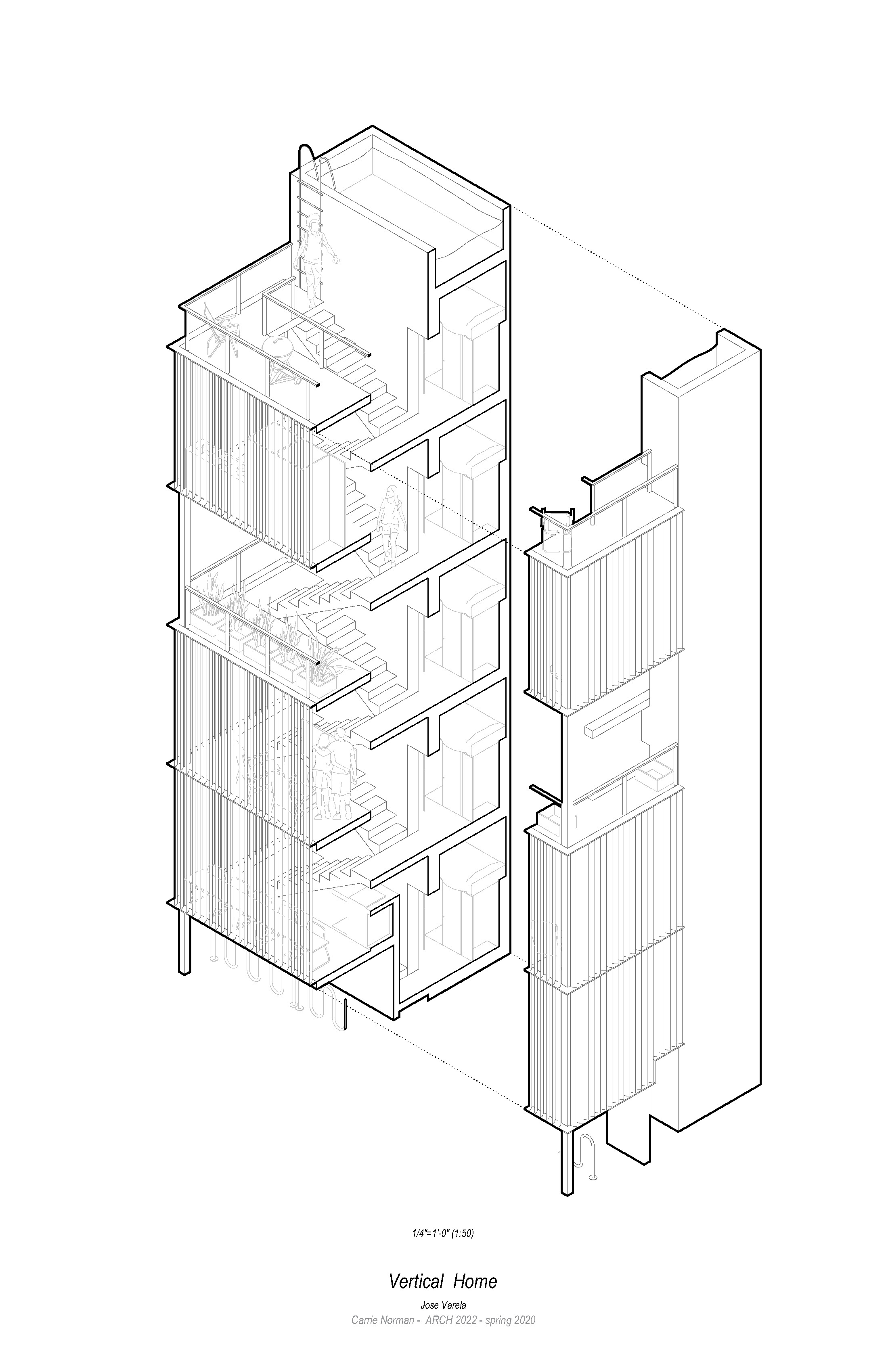 Arch 2022/6022 Spring 2021 vertical home exploded axon