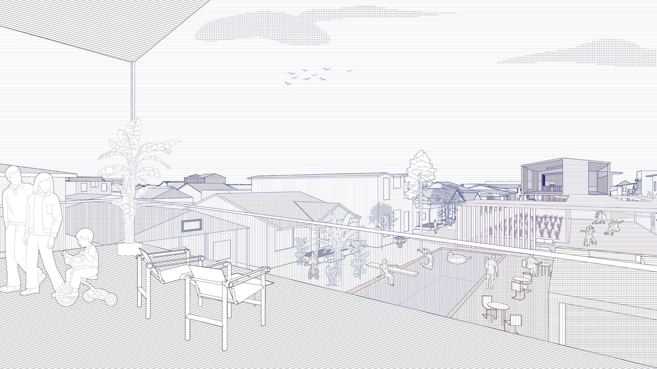 Andreea Dan and Tess Temple's Thesis view from second floor residential