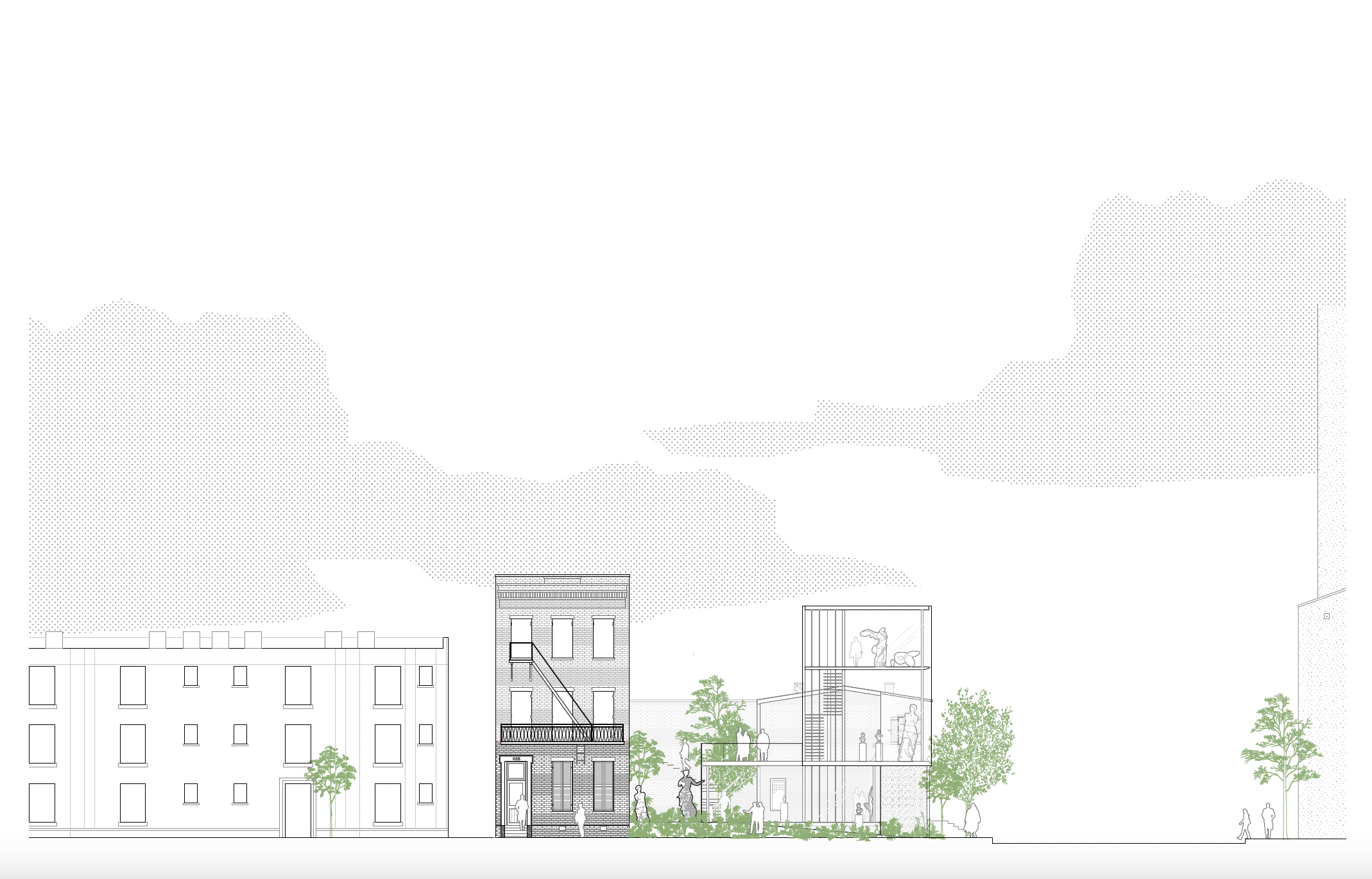 Contemporary Architecture in Historic Contexts St. Joe Street elevation view