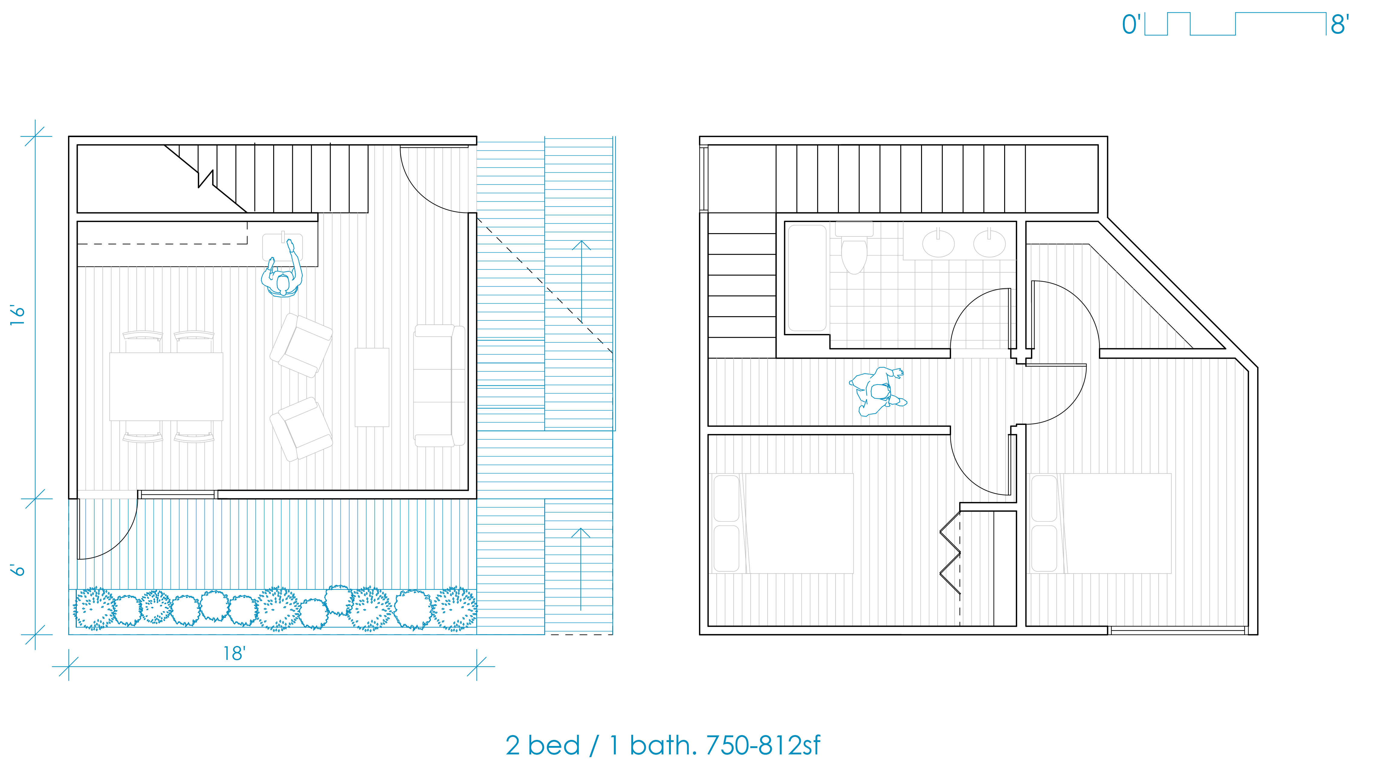Daniel Tighe's thesis project: 1 bedroom 1 bathroom front floor plan, long