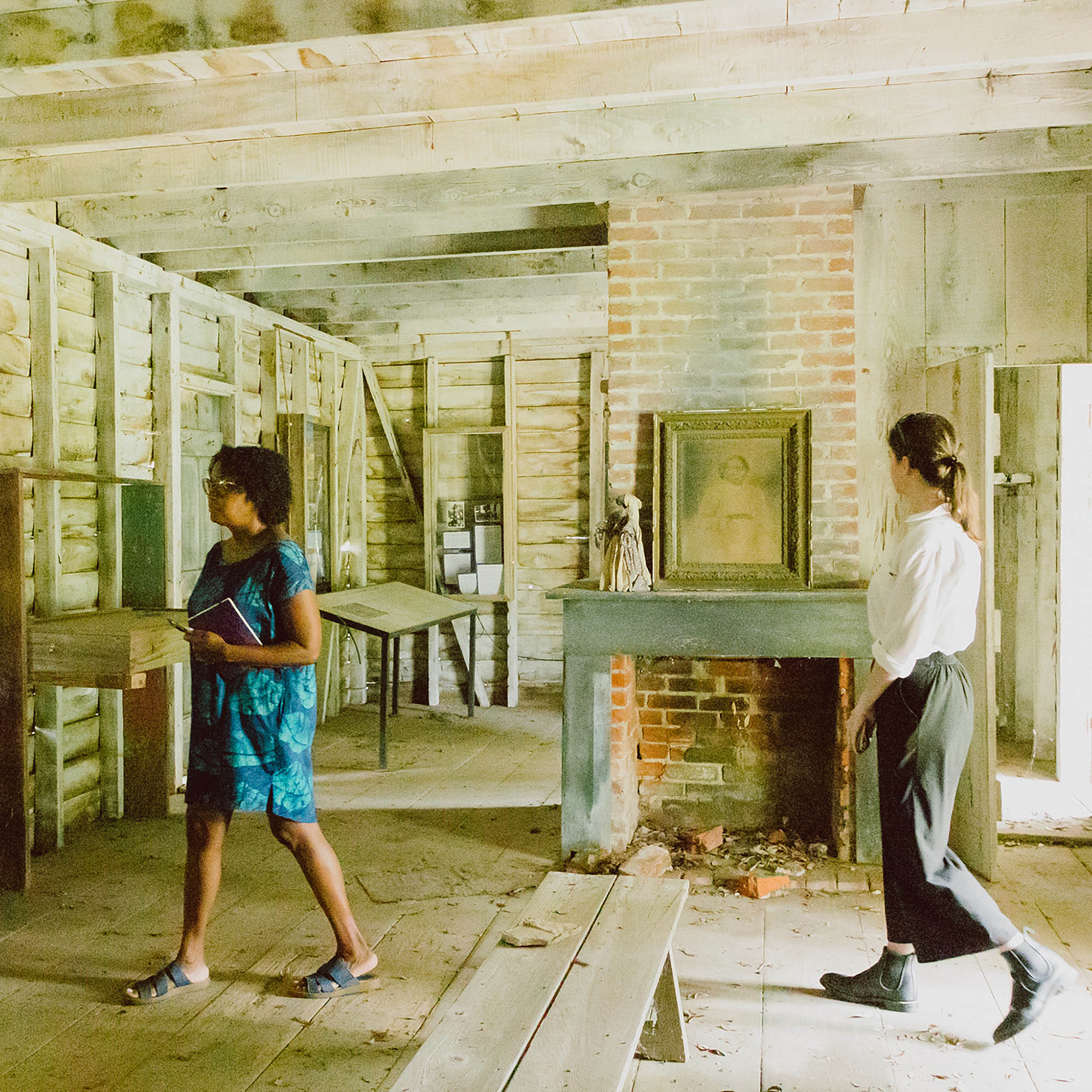 Students on a tour of a building in Barbados 