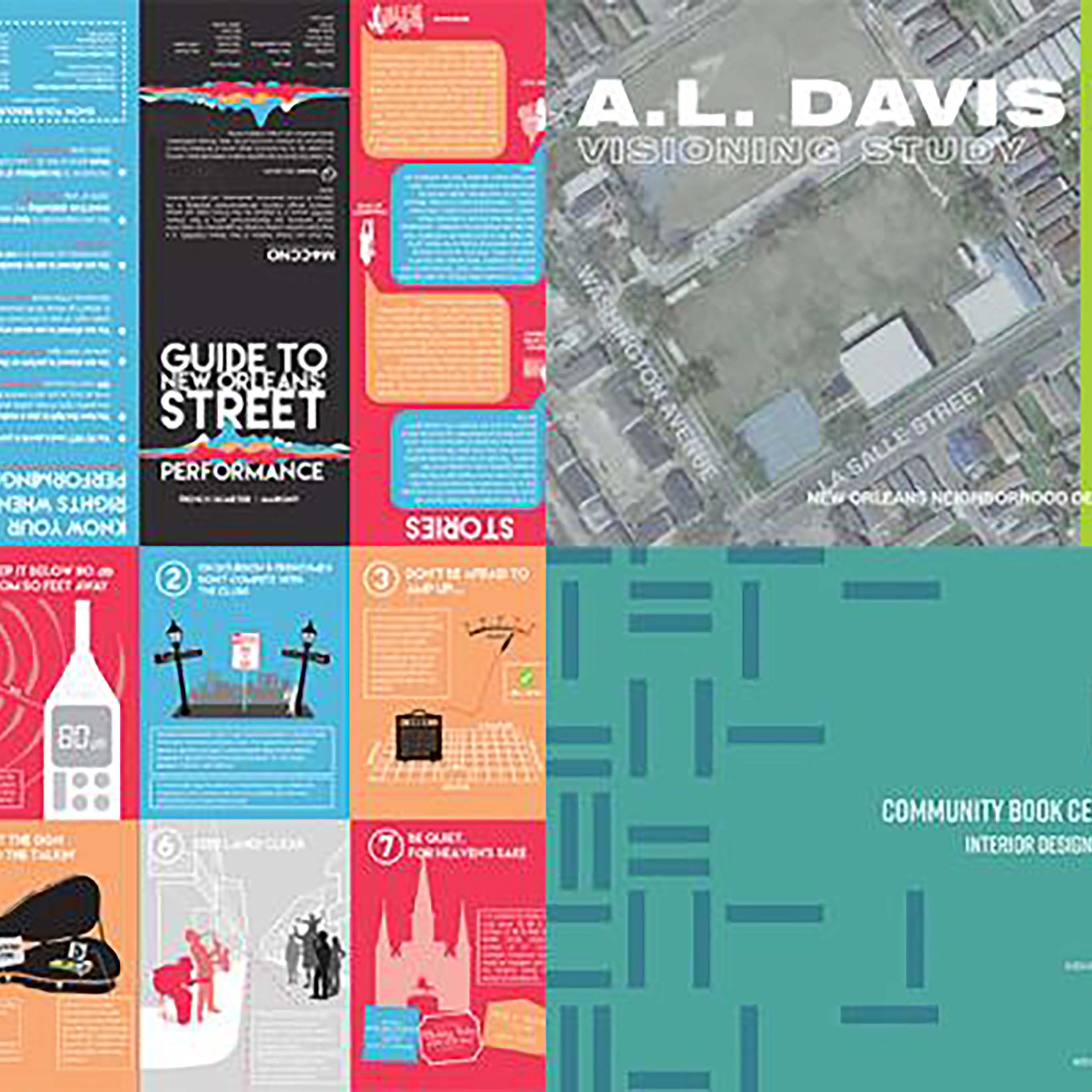 Collage of covers of publications