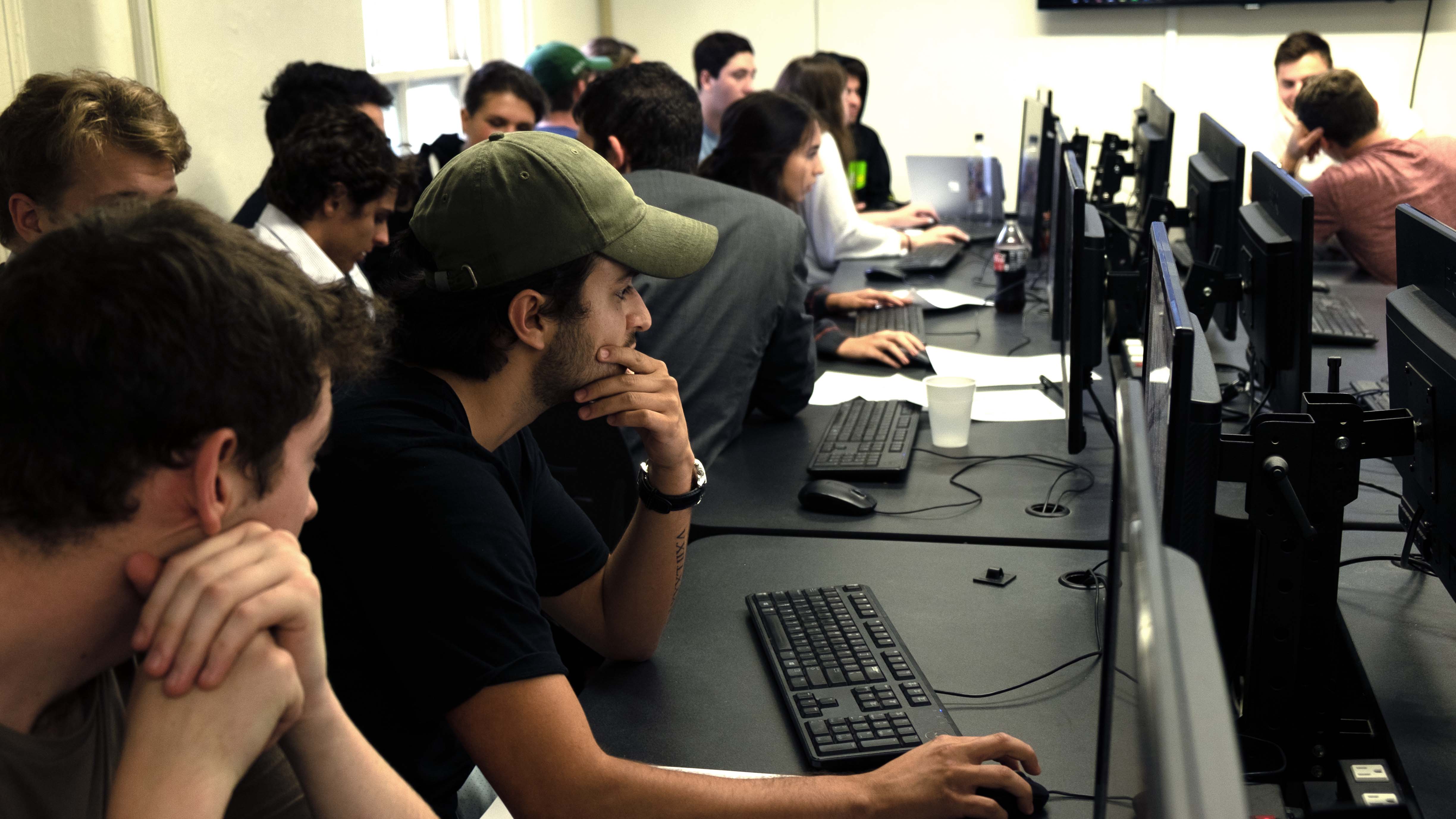 students working on computers in the computer lab