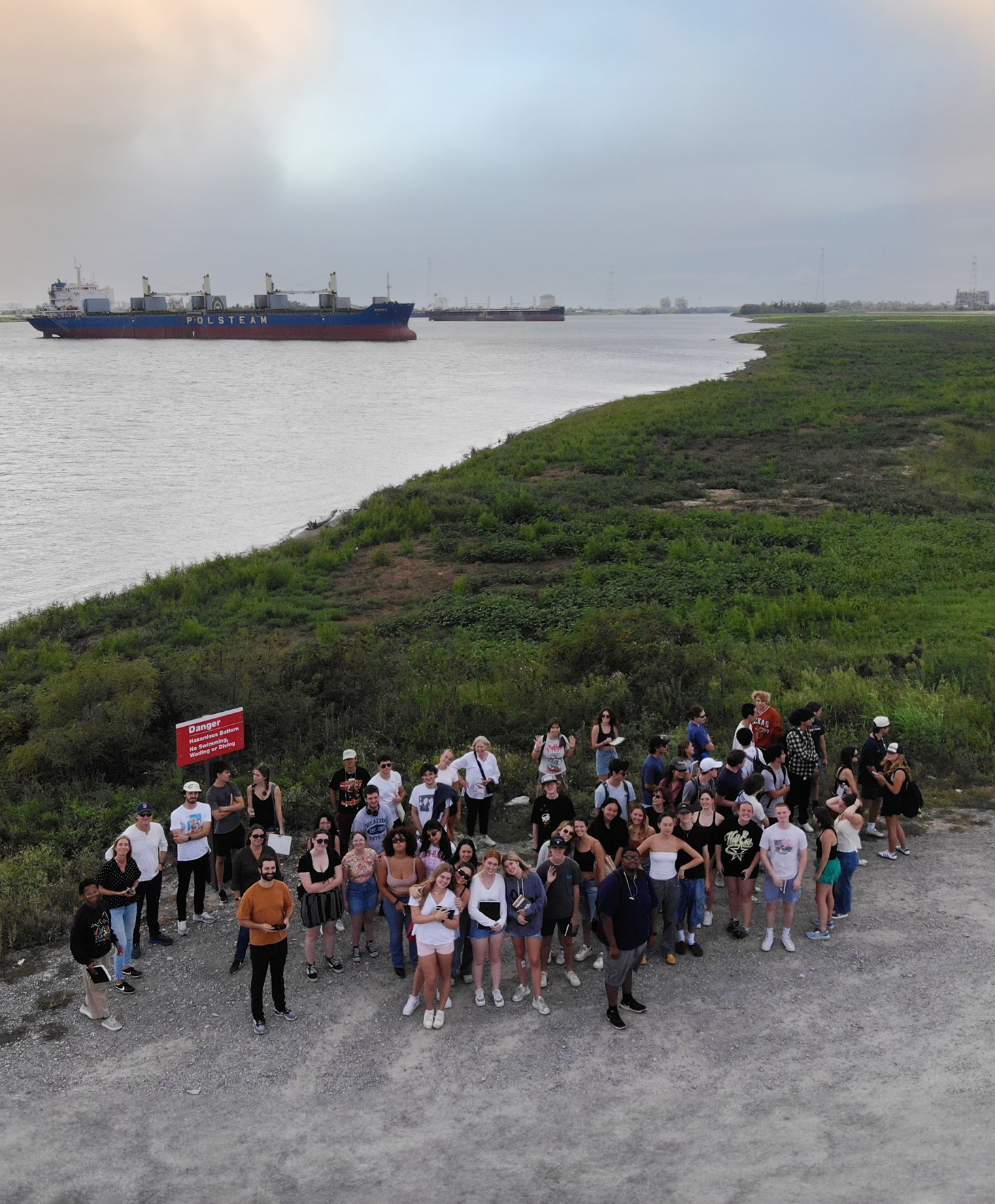 Group Photo of students on Bonne Carre Spillway field trip