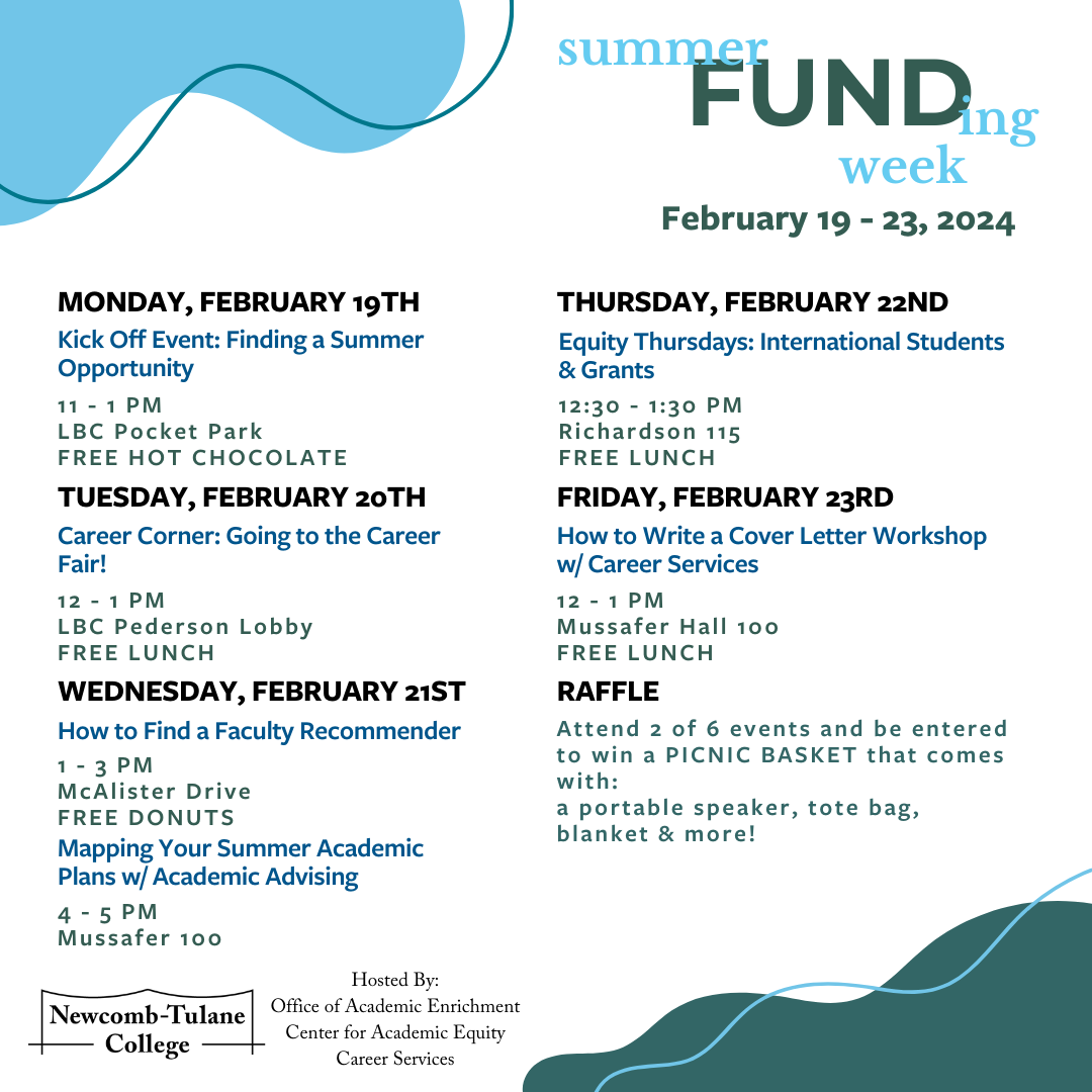 Summer Funding Week graphic with details of events 