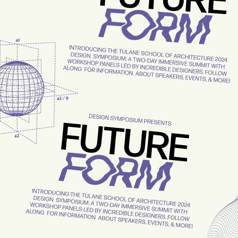 Future Form Graphic announcement on a yellow background with graphic figures