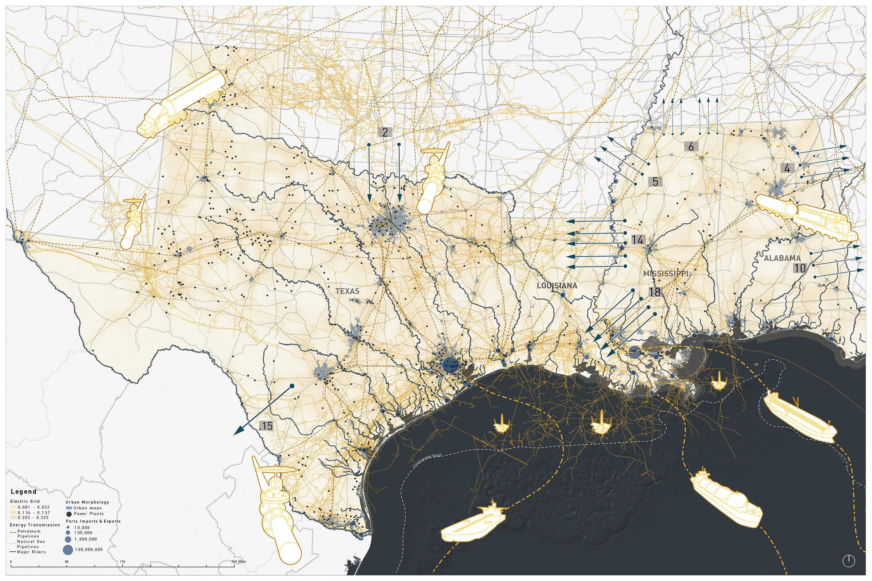 image of a map of the gulf coast and land 