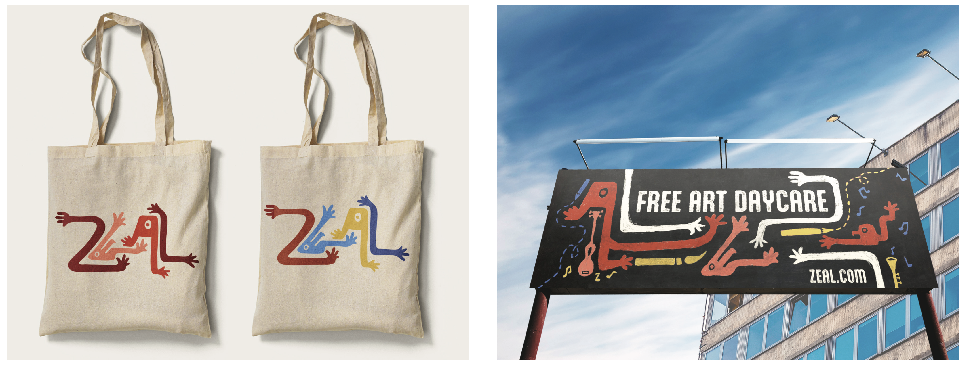 Organization tote bags and billboard
