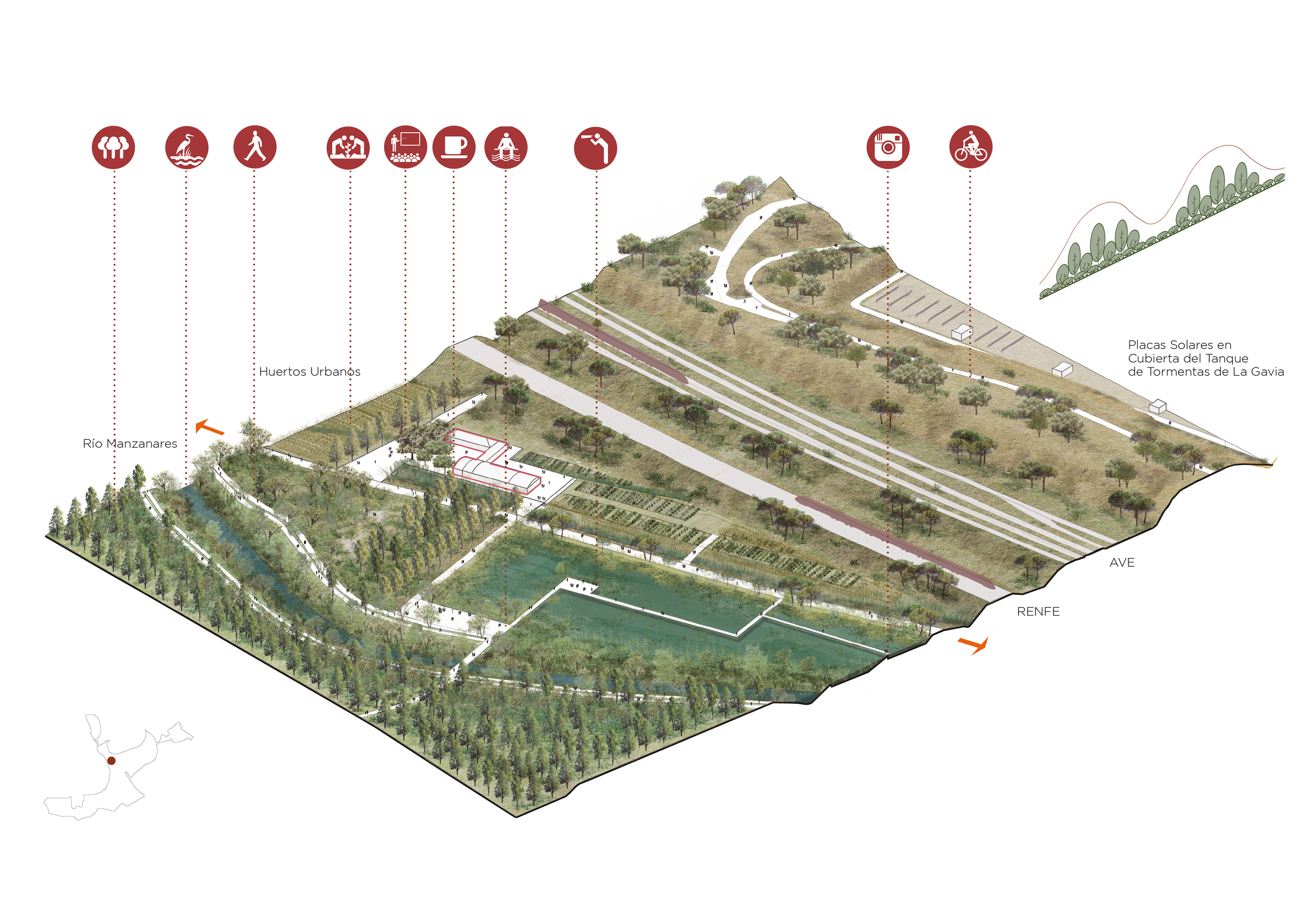 Madrid Metropolitan Forest map design.