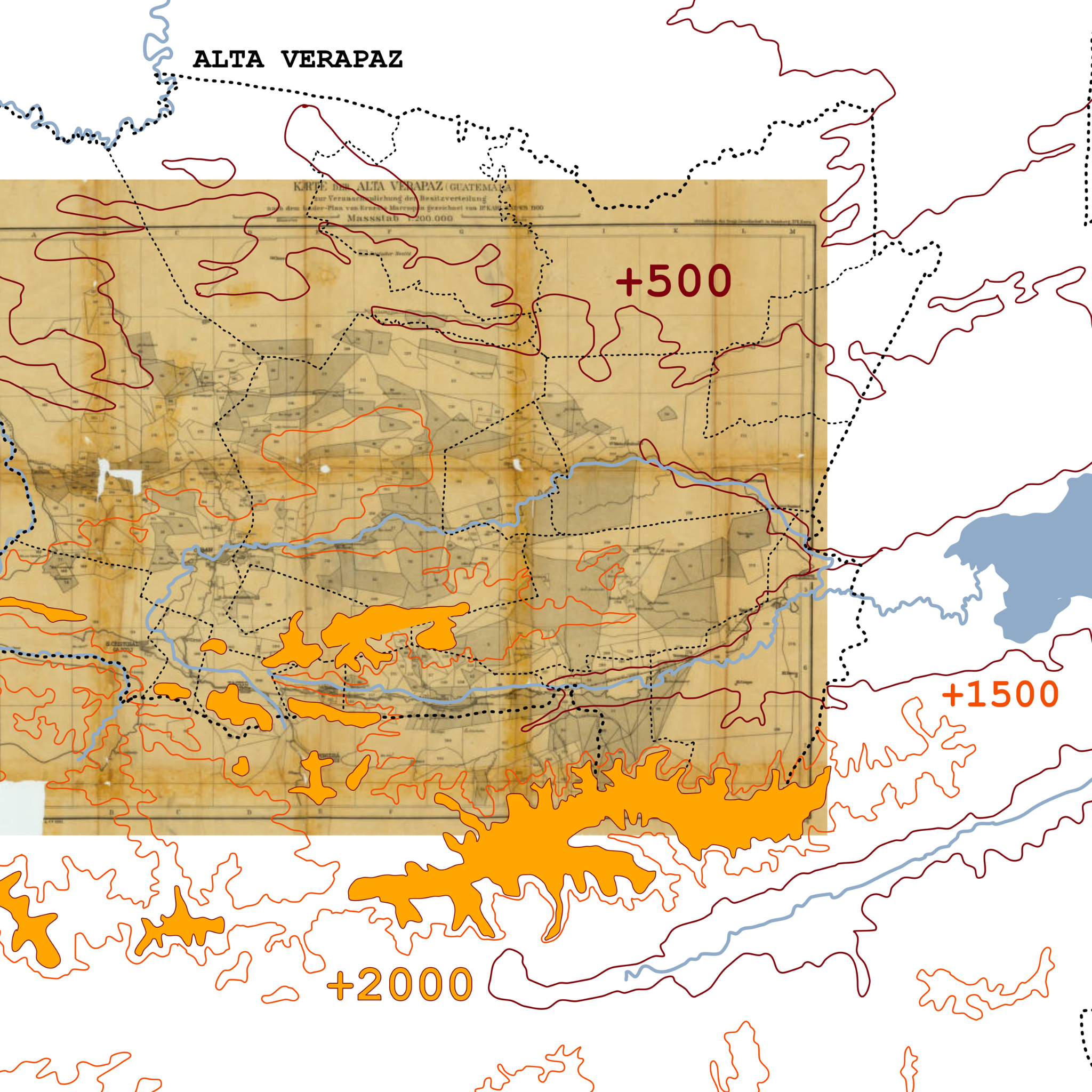 Map of a region to represent research by Andrea Bardon de Tena.