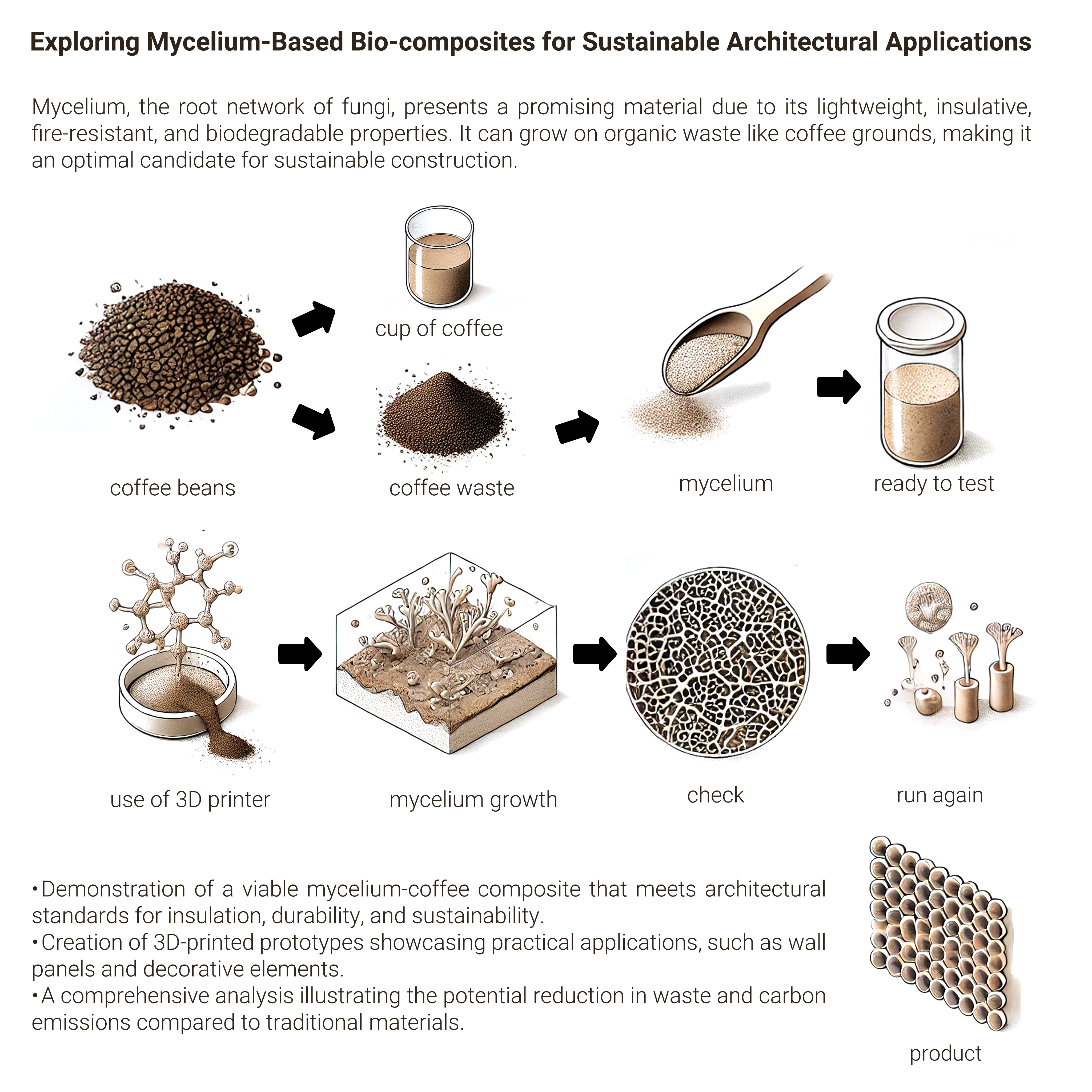Graphic showing material creation process to represent research project by Abbas Ghaffari.