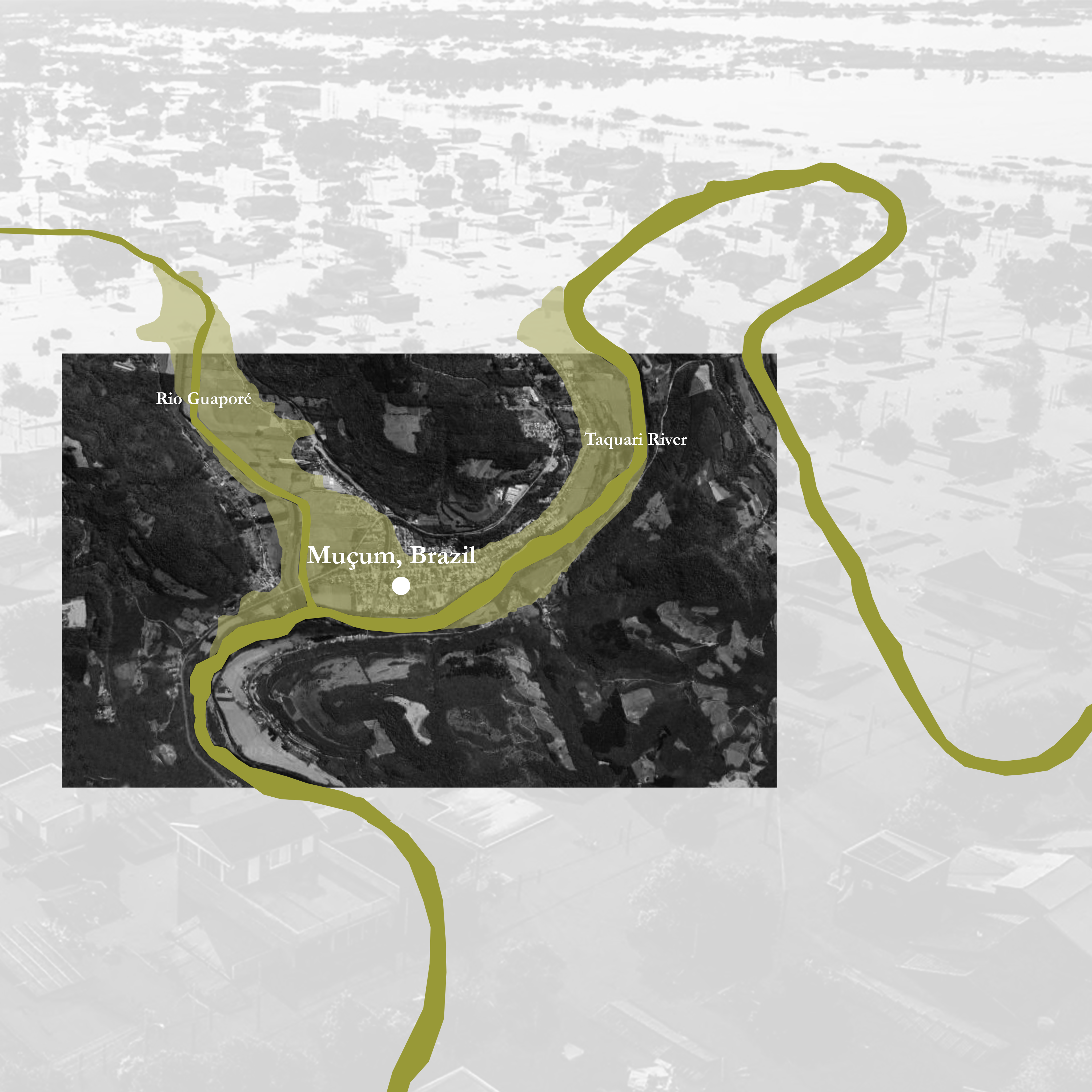 River map composite graphic representing research project by Leandra Goytizolo and Charlotte Love.