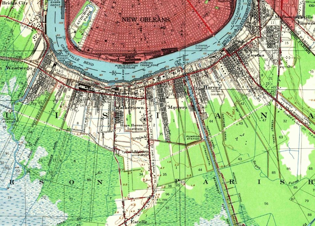 historical map of New Orleans suburb Marrero.