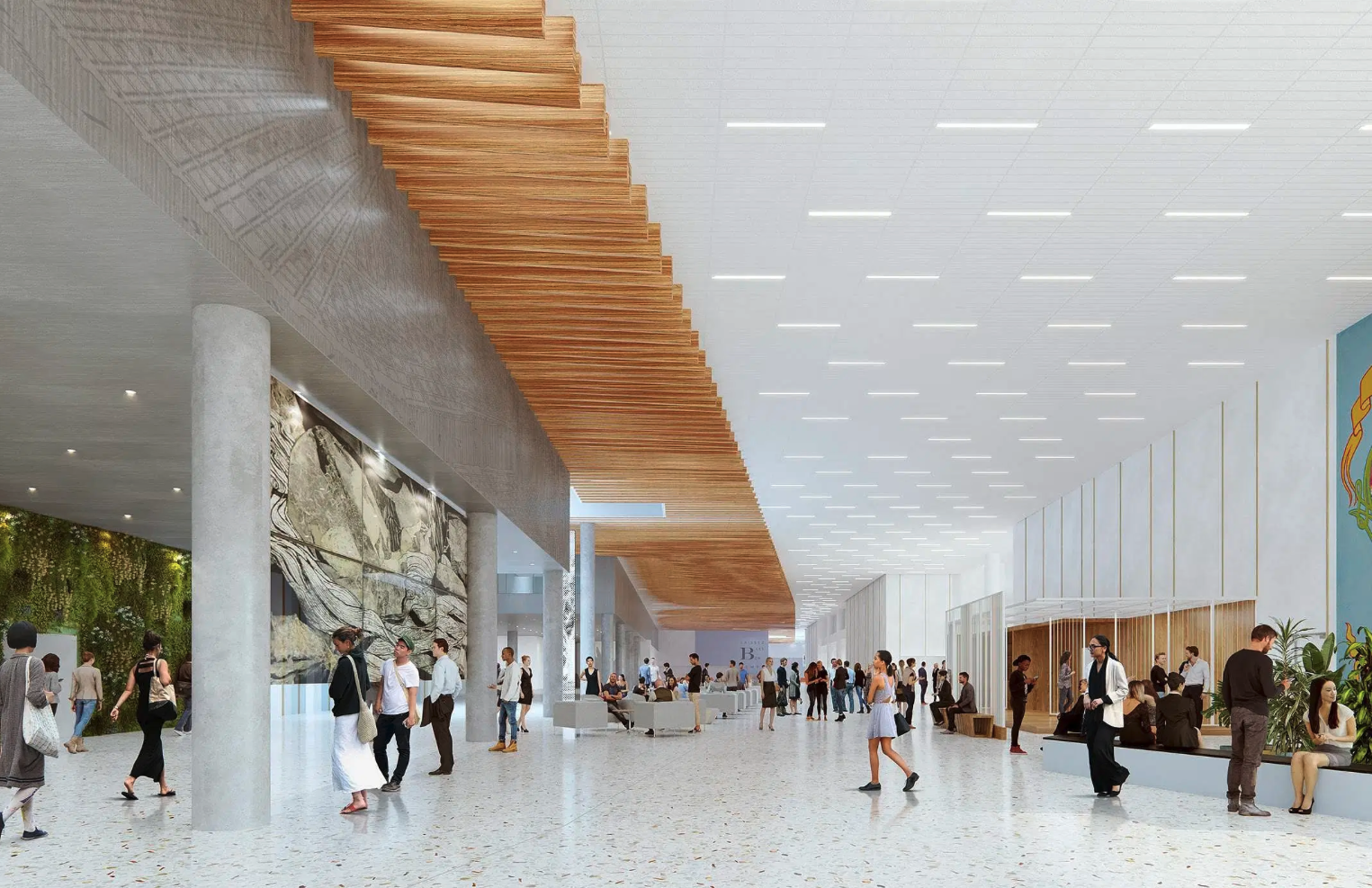 Perspective rendering of interior design for New Orleans Convention Center by NANO llc.