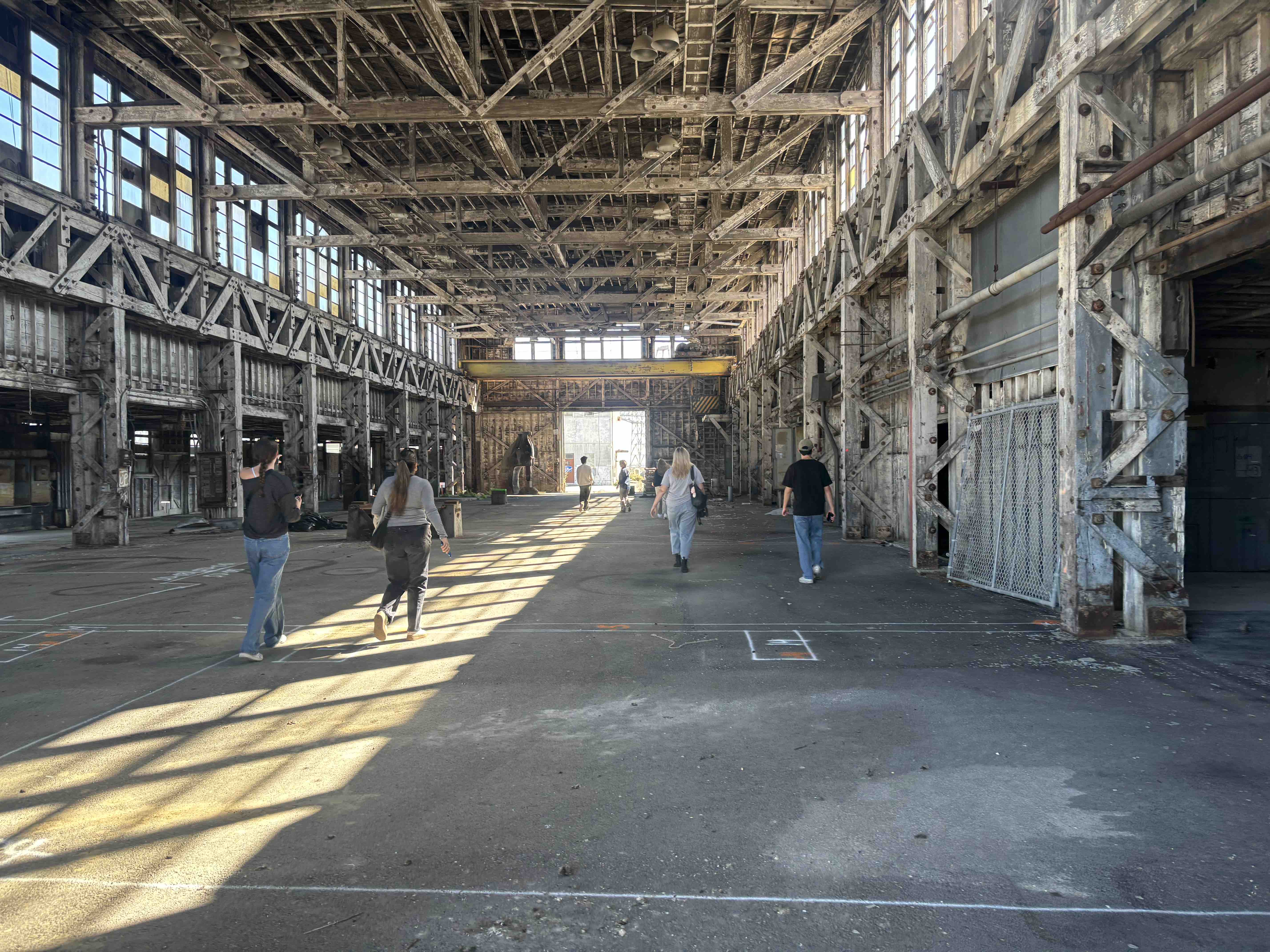 Students explore Hunter Point, an abandoned site, on the Carbon 0 field trip to San Francisco