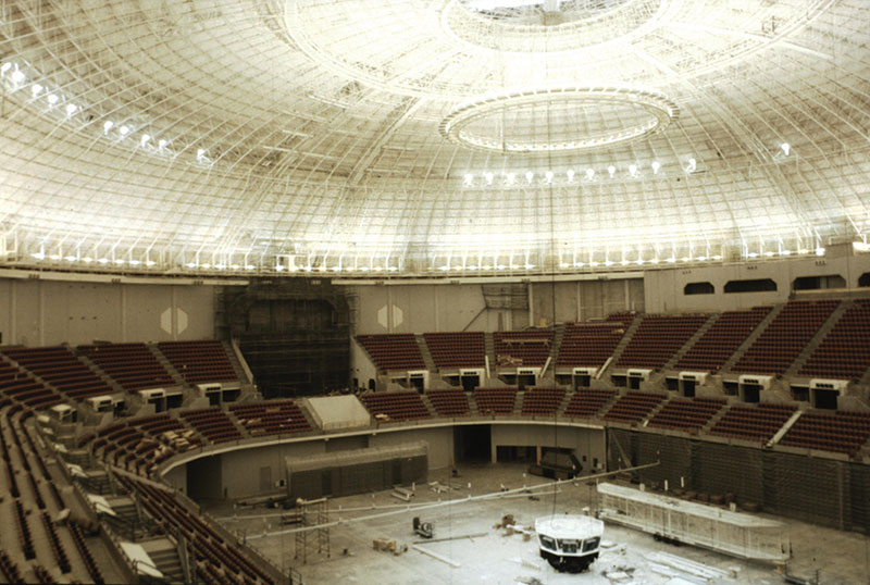 Interior shot of the Lafayette Cajundome during construction