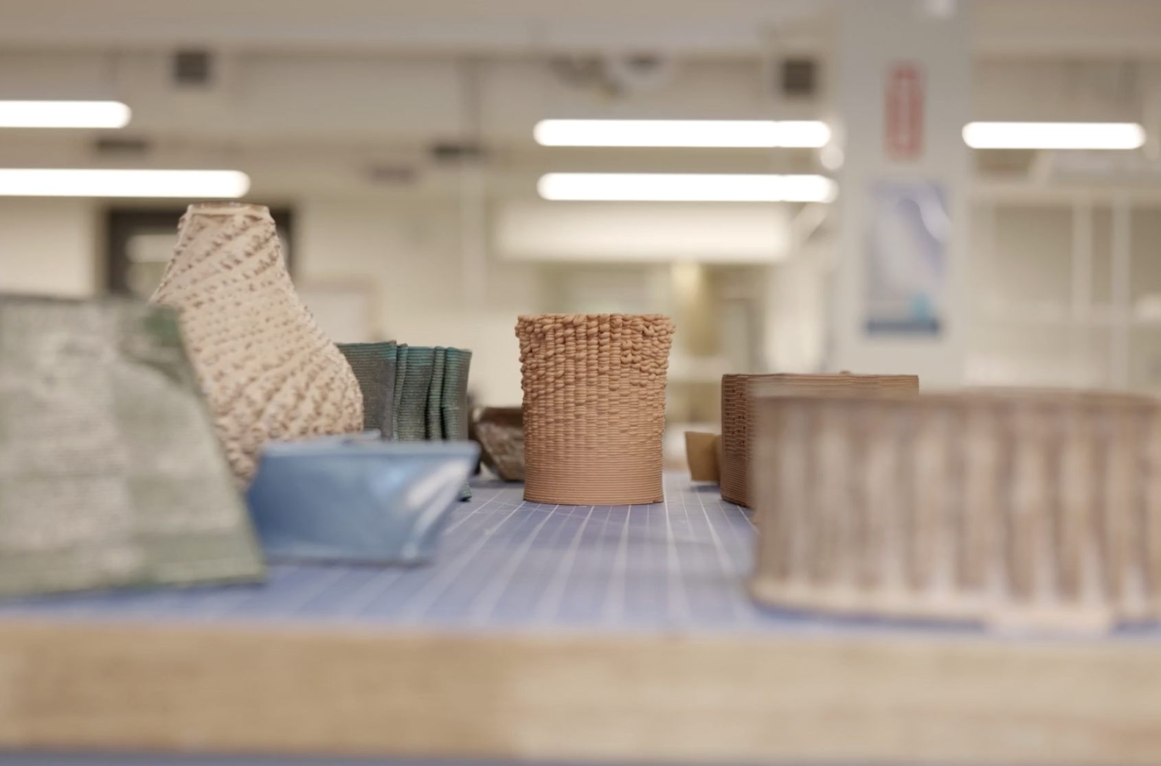 Finished products sit in the TUSABE Clay Fabrication Lab