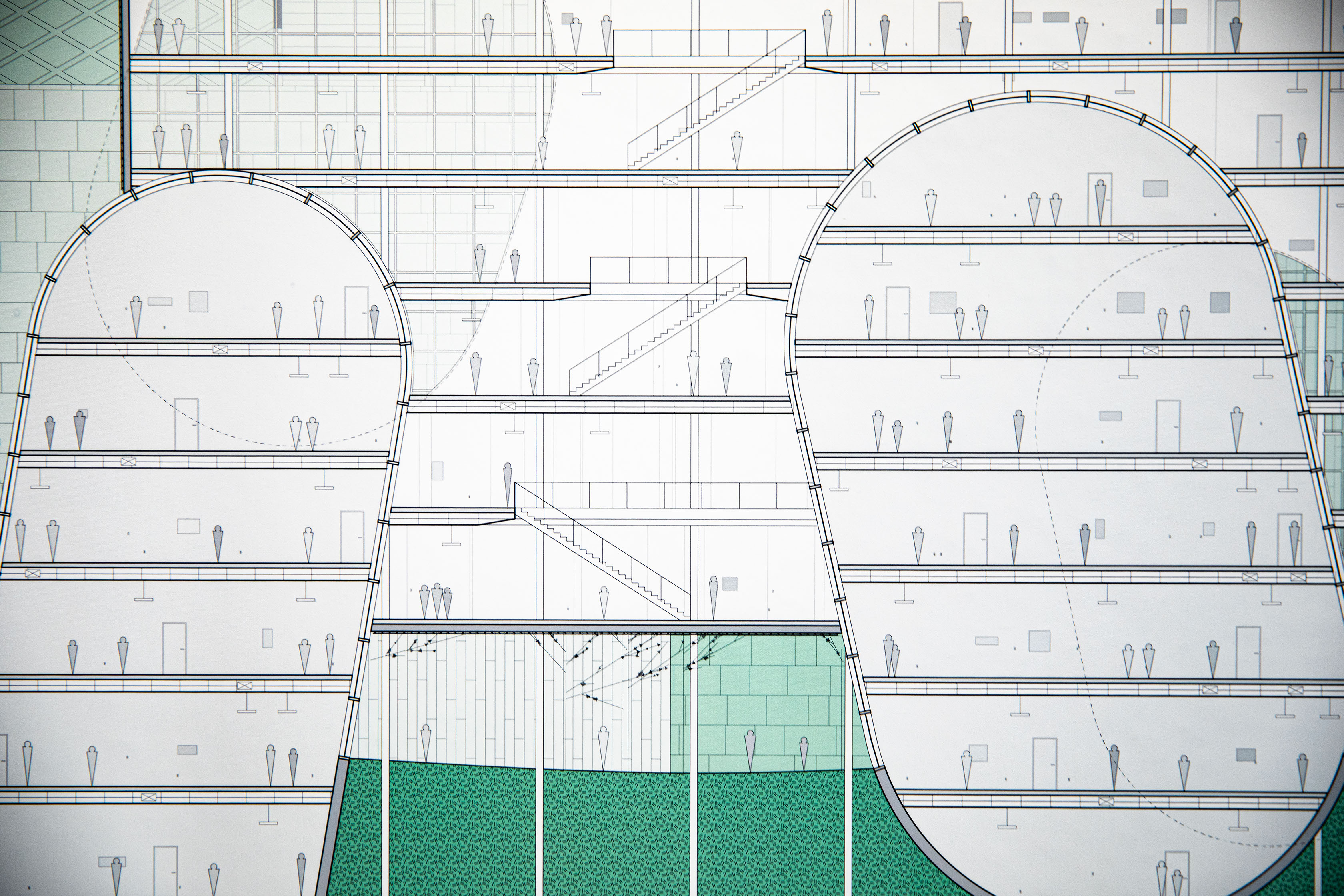 Digitally-made plan, showing the inside of a building