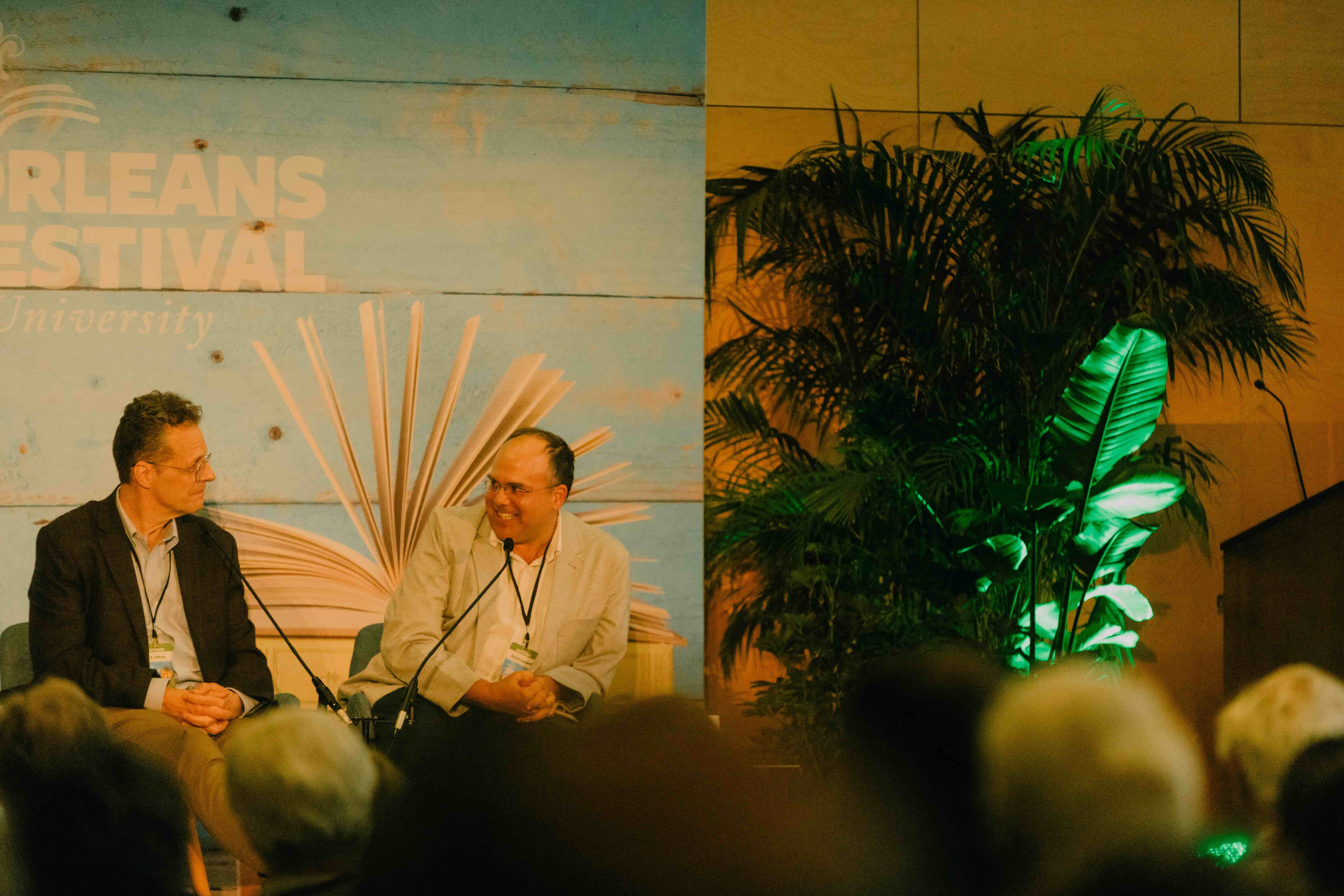 Rich Campanella sits on stage during Book Fest 2024