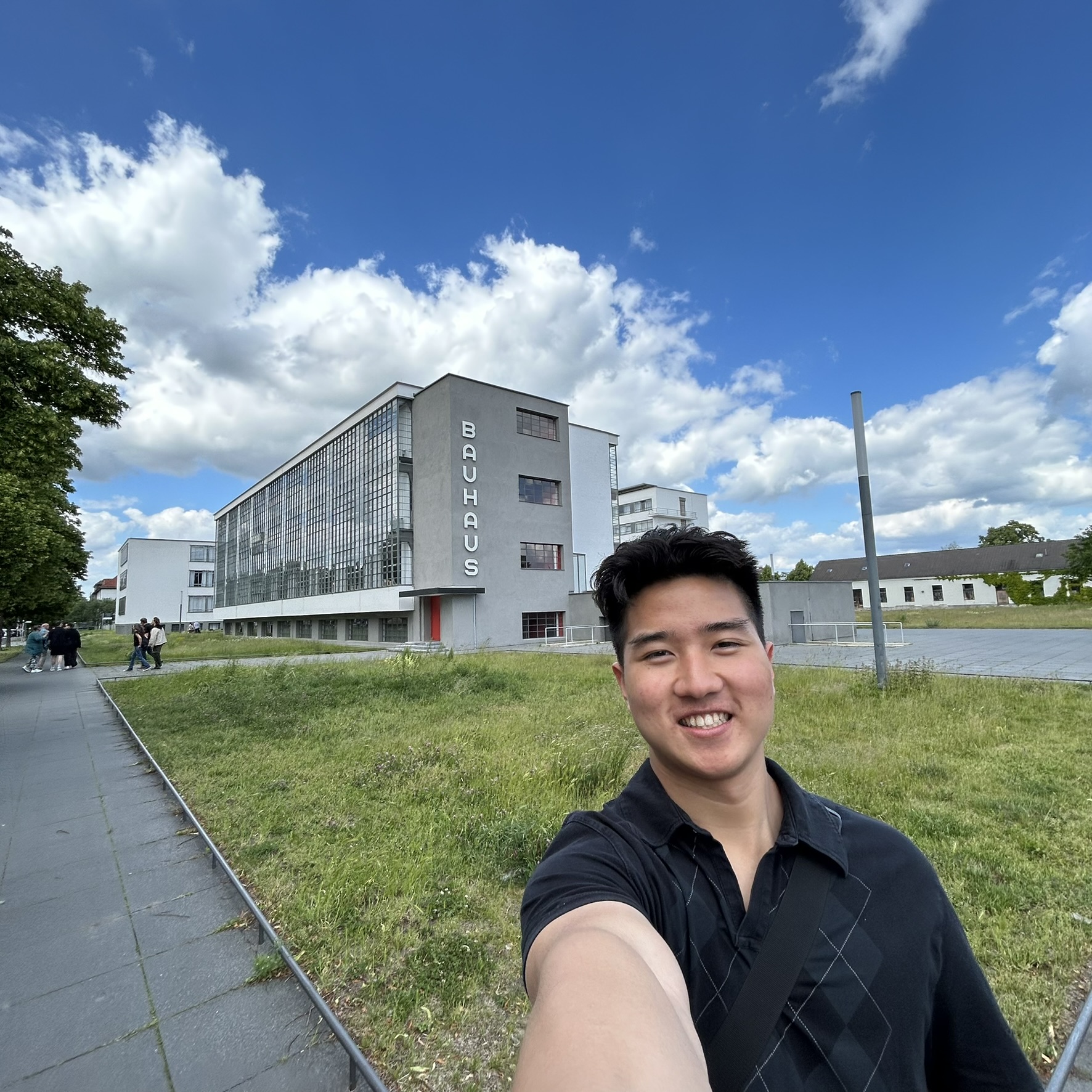 Dang in front of a famous Bauhaus building