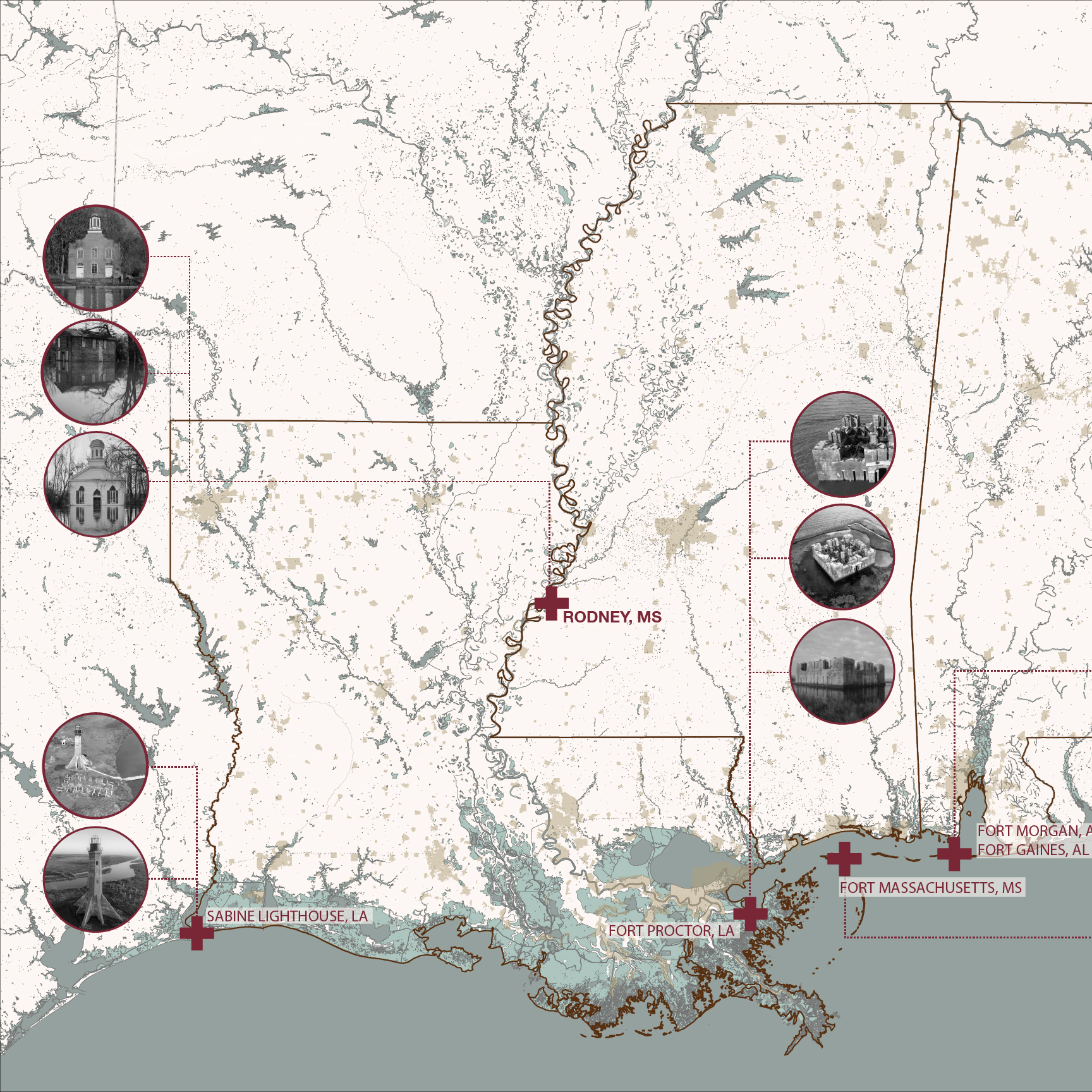 graphic map of gulf coast below Louisiana