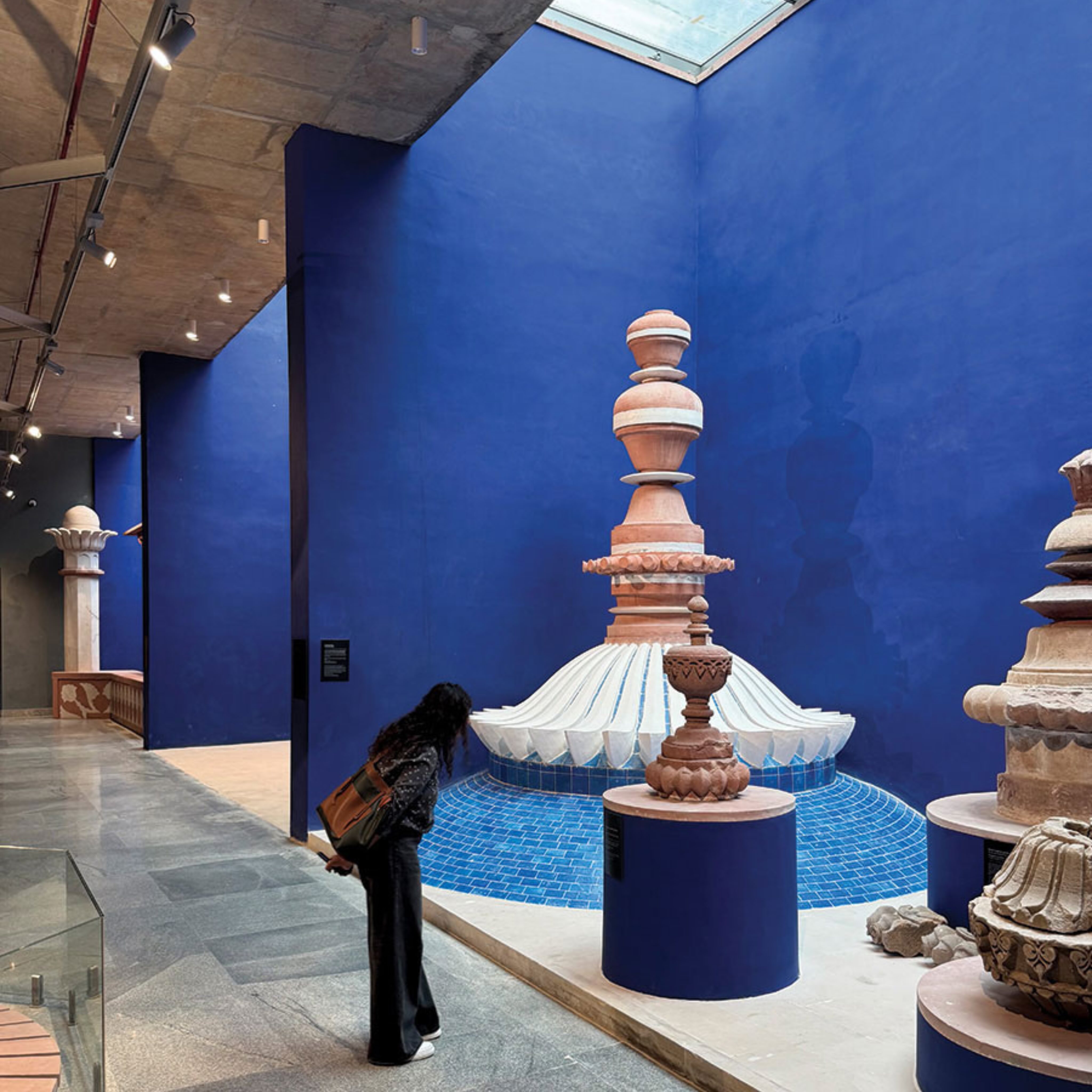 skylights funnel light over artifacts in the museum