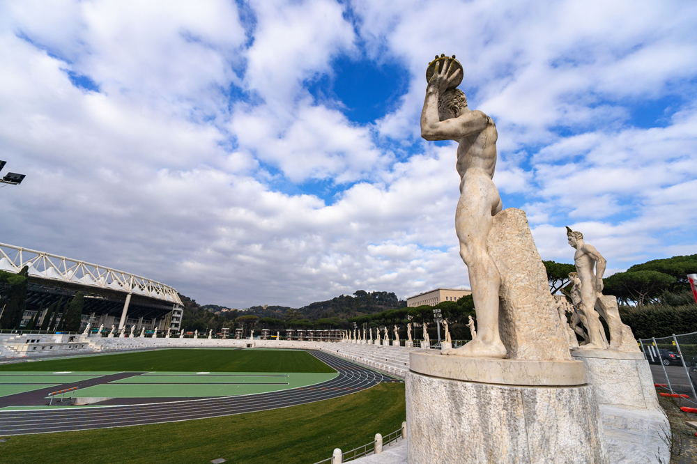 Statues surround Stadio Marmi in Rome