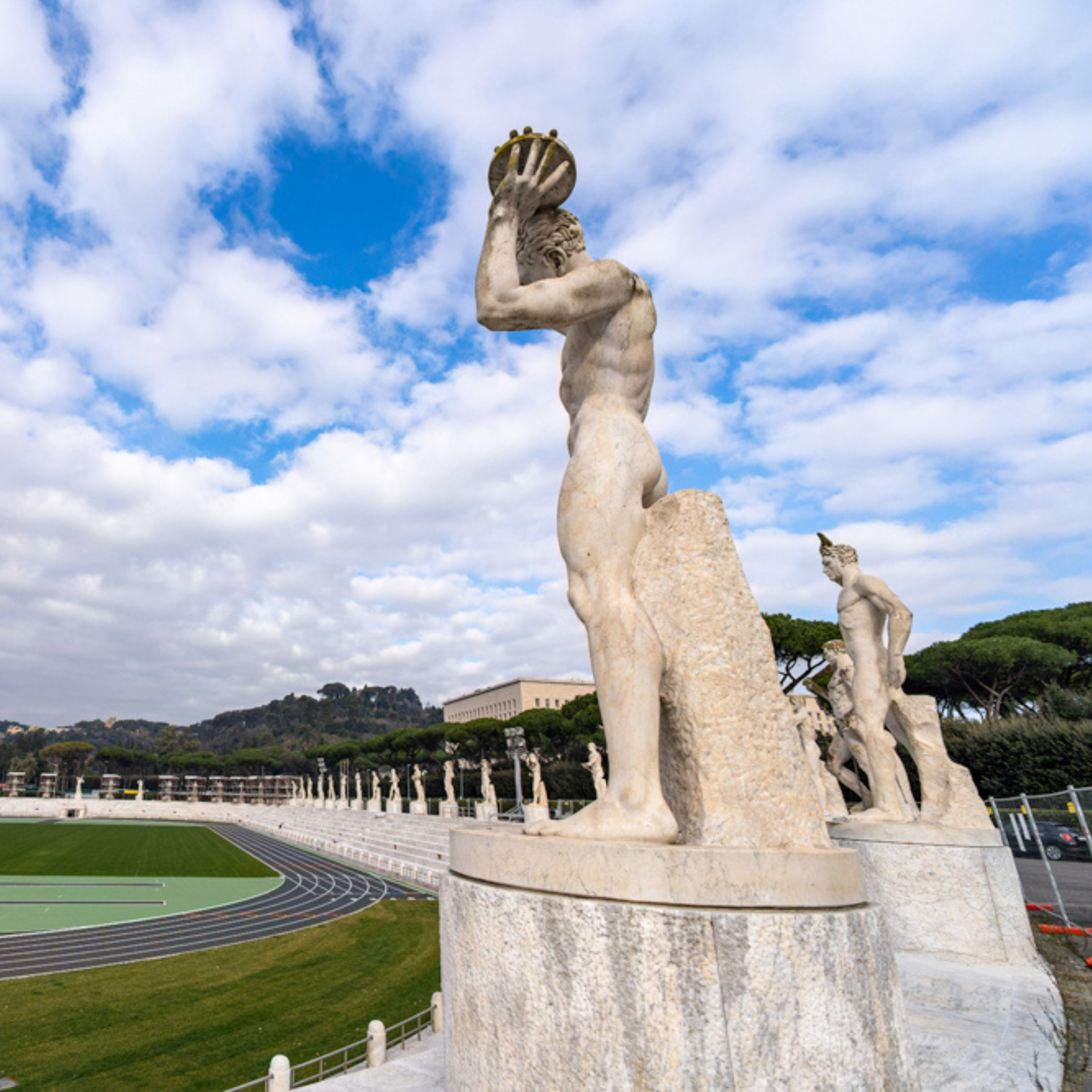 Foro Italico in Rome--statues surrounding the stadium and running track