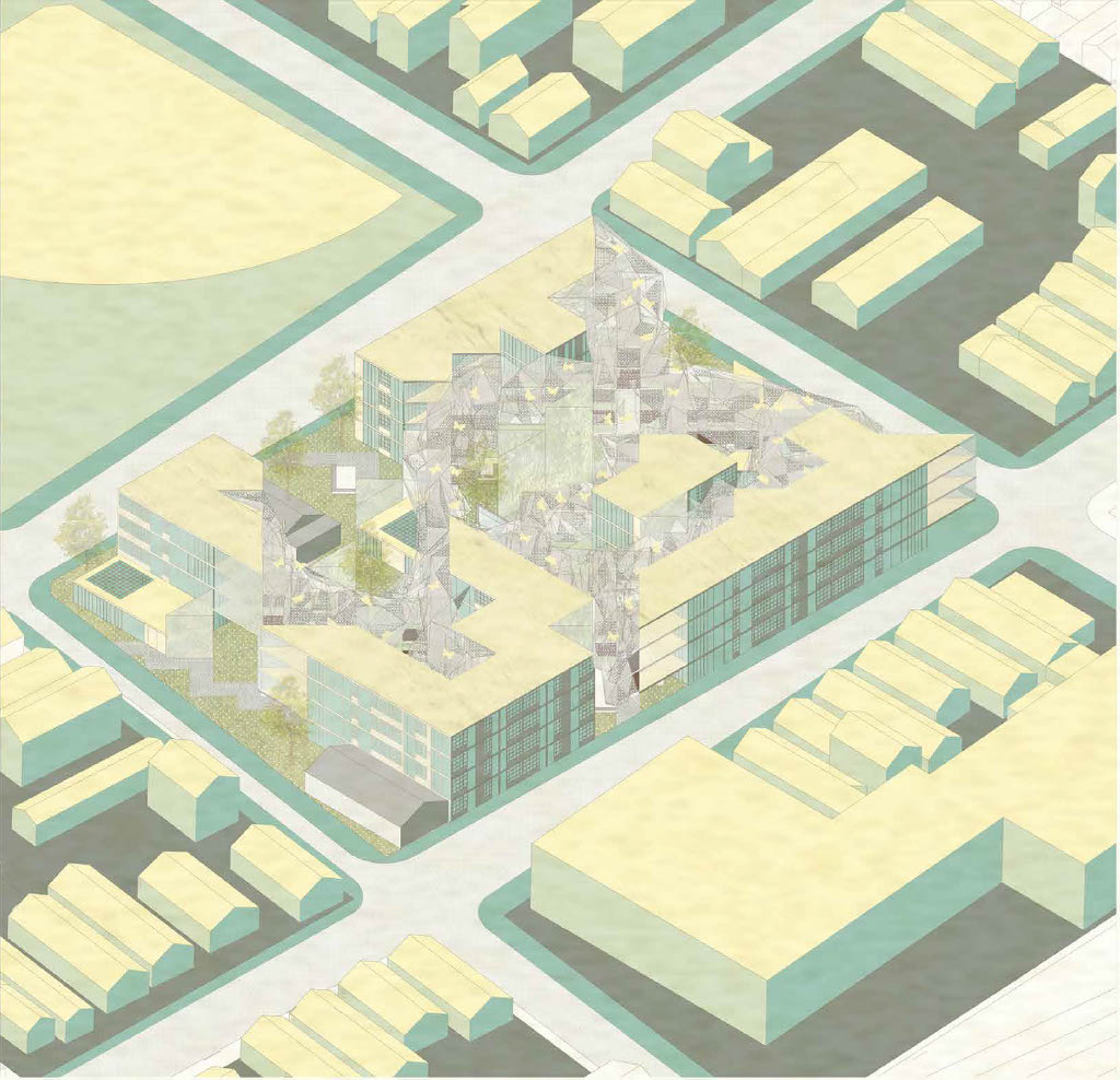 axon drawing of a collective housing block 
