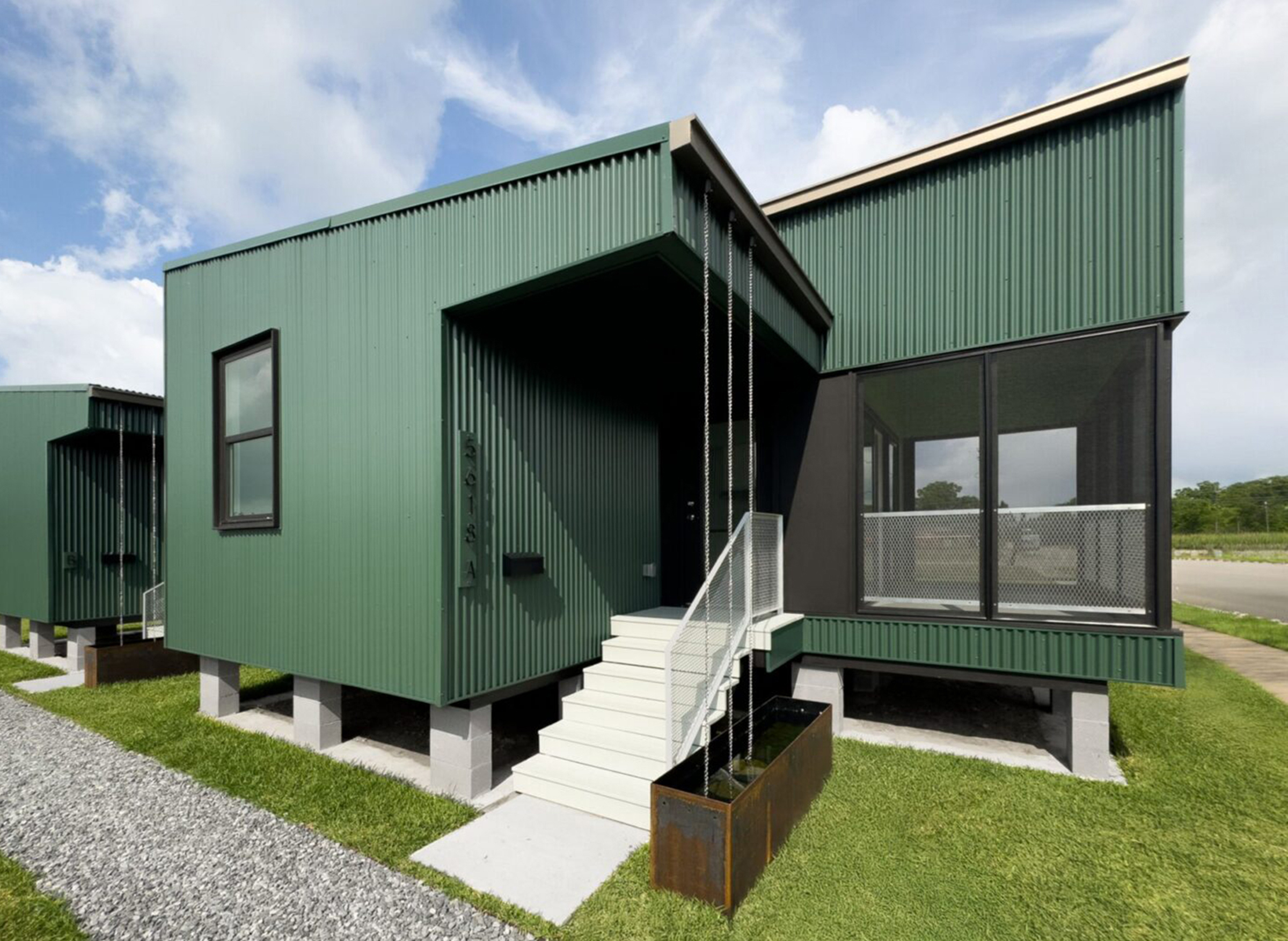 Side view of the URBANbuild 20 duplex affordable housing design-build.