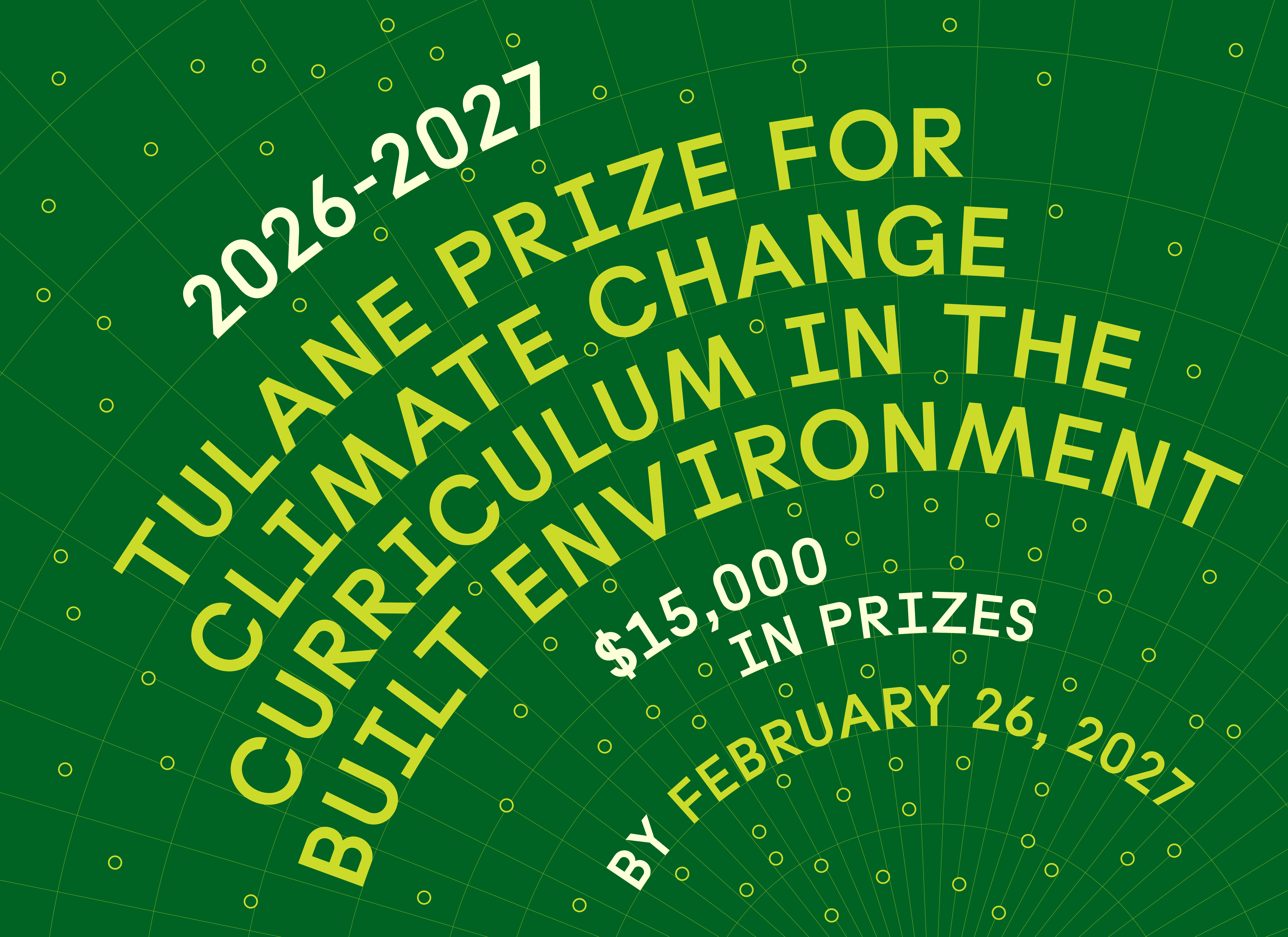 Graphic image: 2026-2027 Tulane Prize for Climate Change Curriculum in the Built Environment