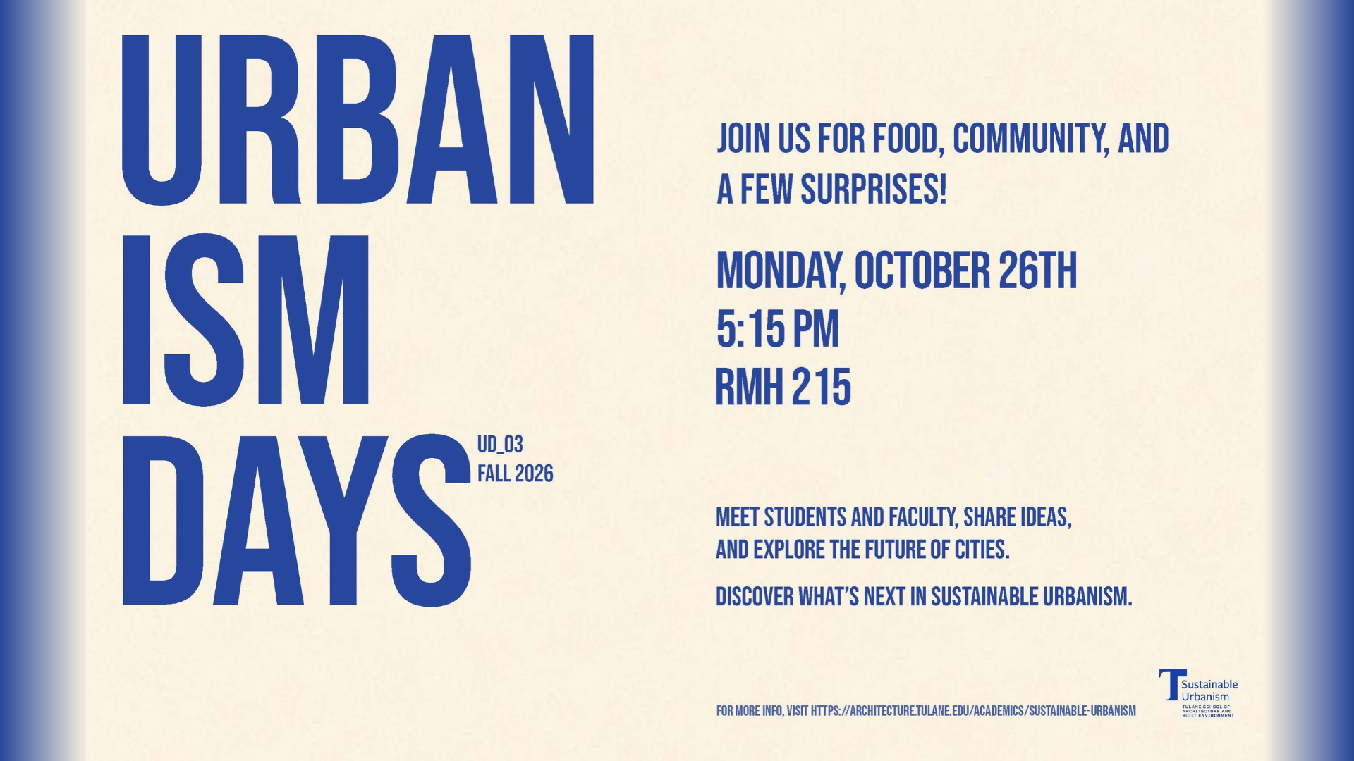 Digital poster for Urbanism Days event on October 26.