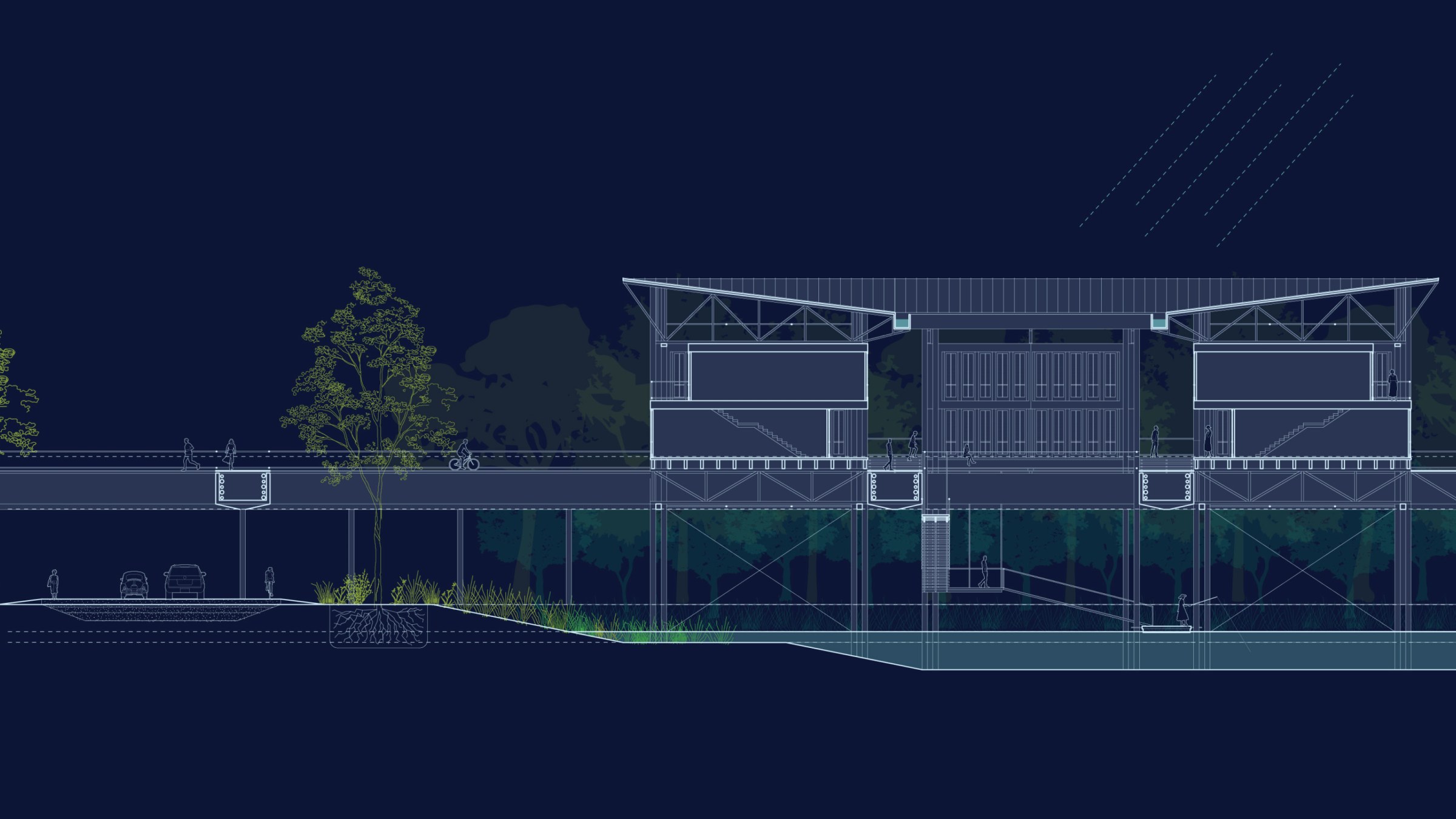 "Regenerative Habitat" Thesis night view image