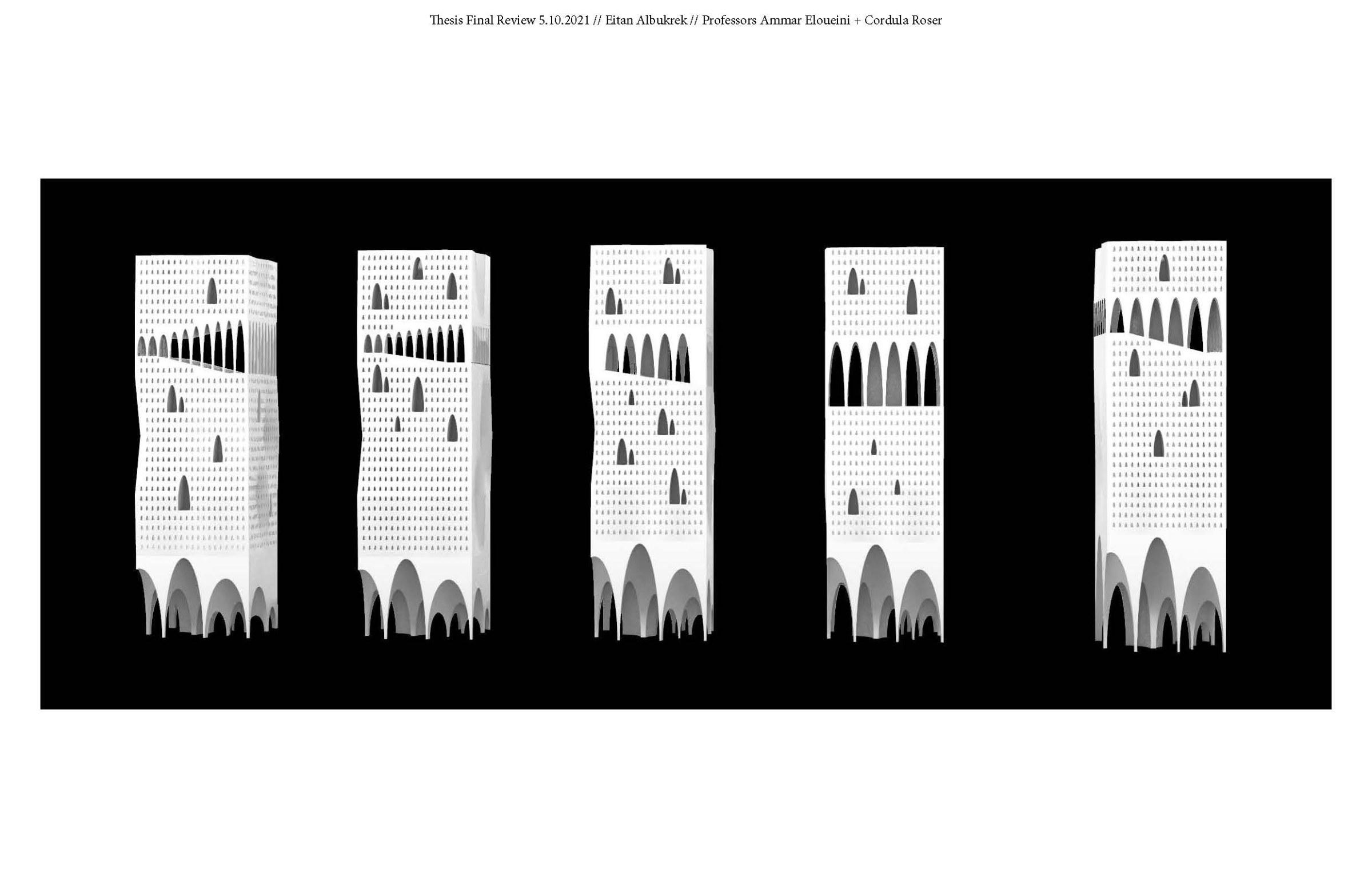 5 buildings of Eitan Albukrek's thesis