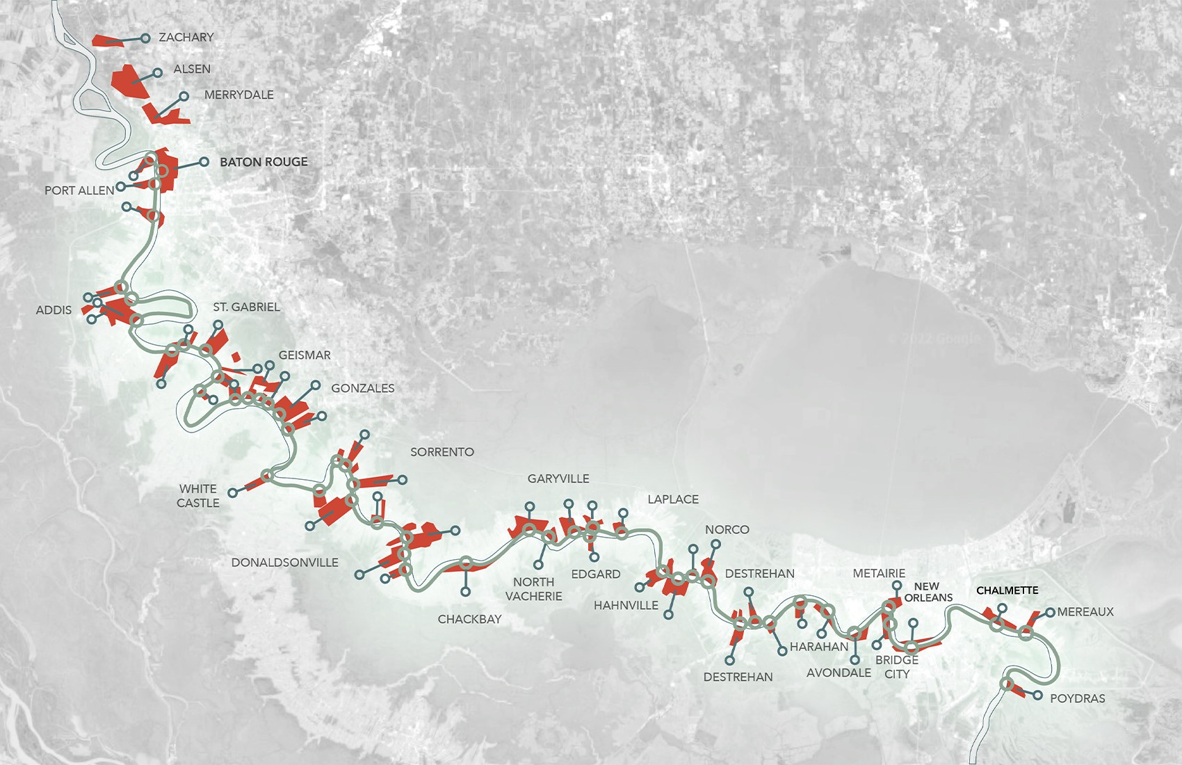 Katie Schultz's thesis project map of Louisiana 